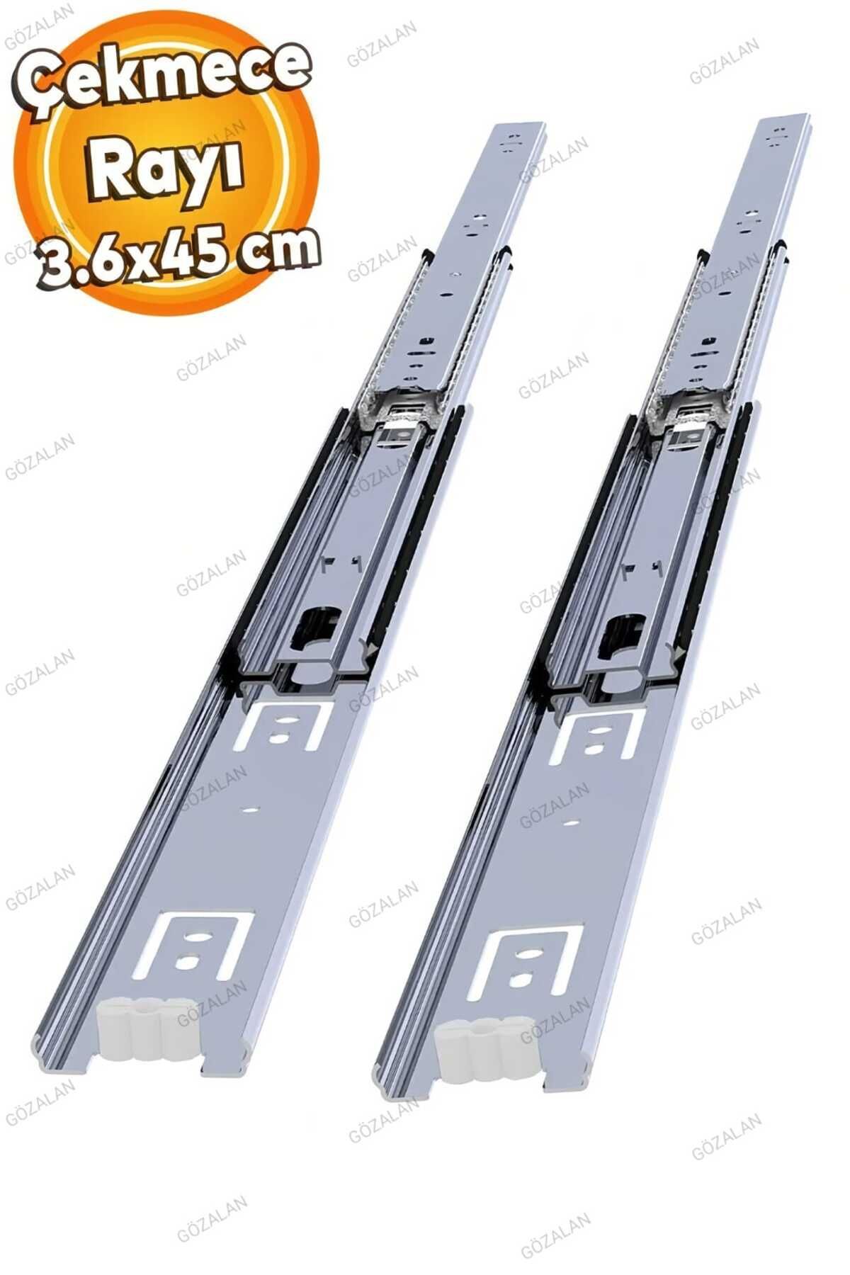 CANEX Bilyalı Teleskopik Dolap Çekmece Rayı (FRENSİZ) Metal En: 3.6 Cm Boy :45 Cm