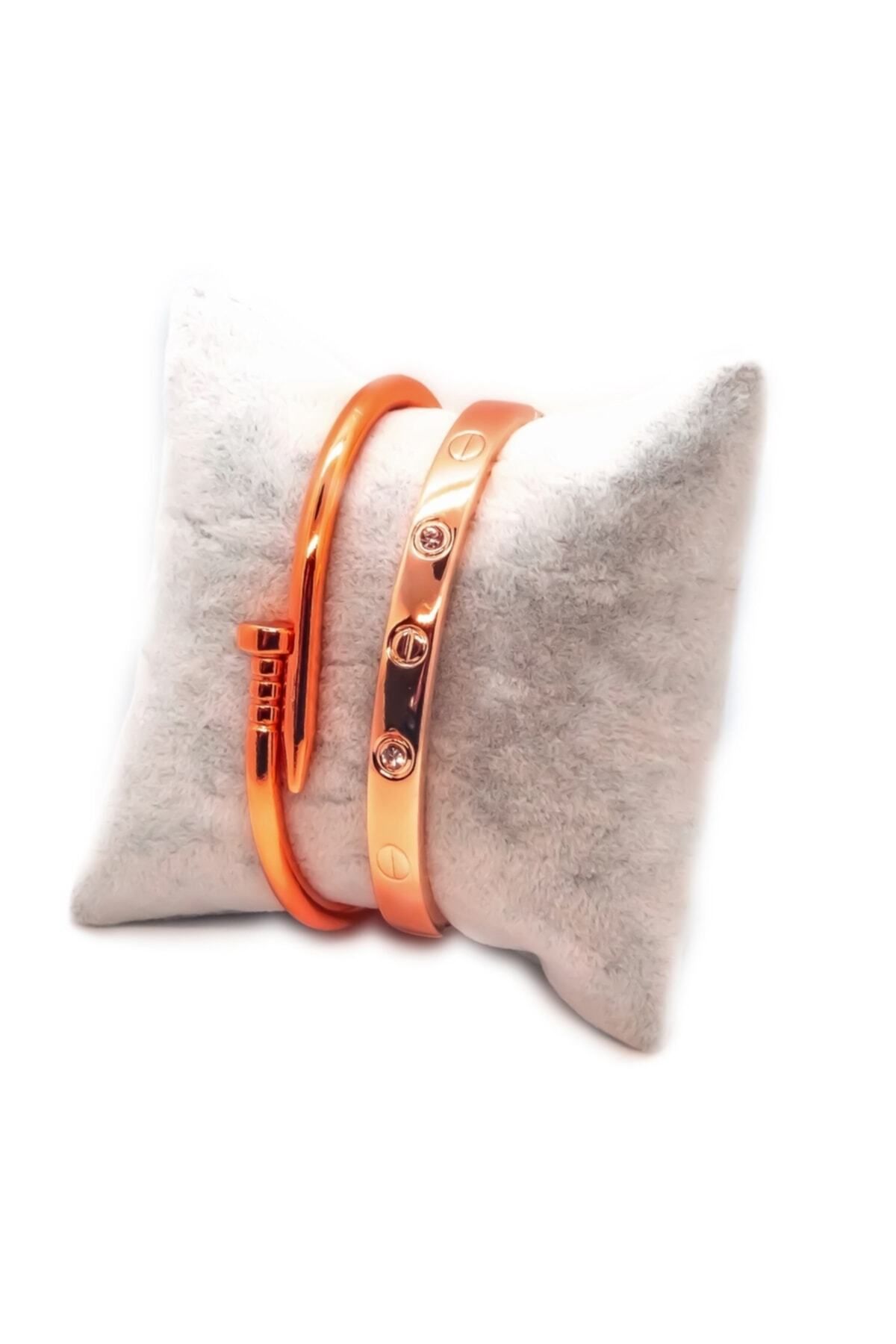 JEWELRY Kelepçe Taşlı Çivi Ve 944 Rose Bileklik Renk Set
