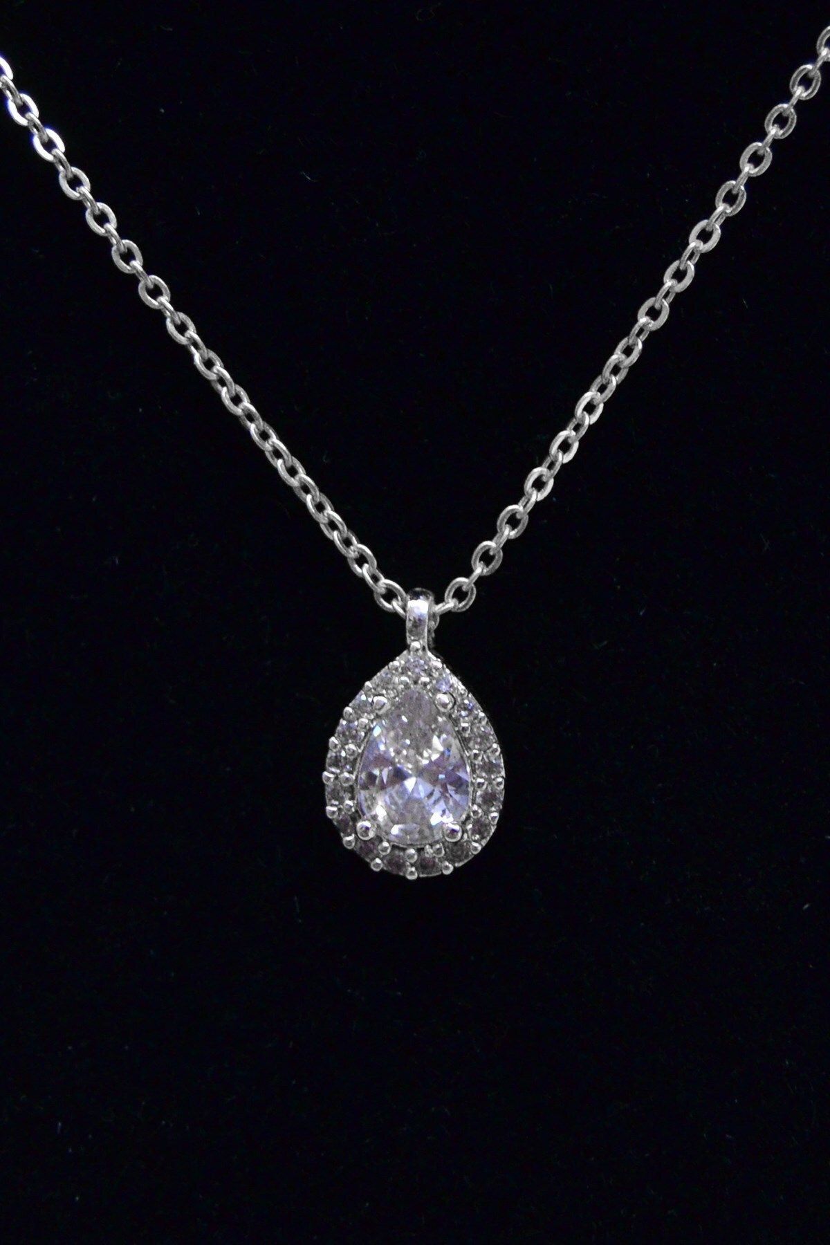 JEWELRY Gümüş Zirkon Model Kolye Taş Damla 2795 Beyaz - Renk