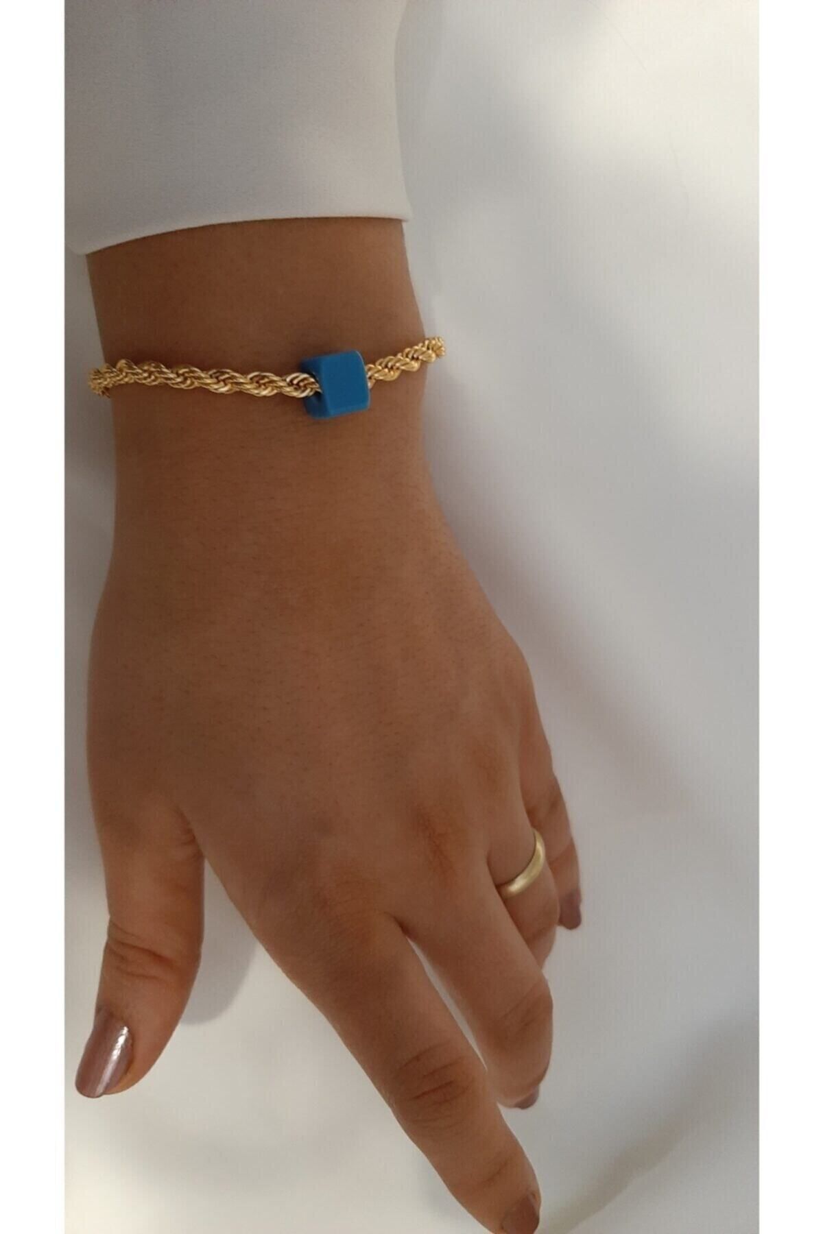 JEWELRY Nostaljik Bileklik Burgu Kadın Boncuklu Mavi