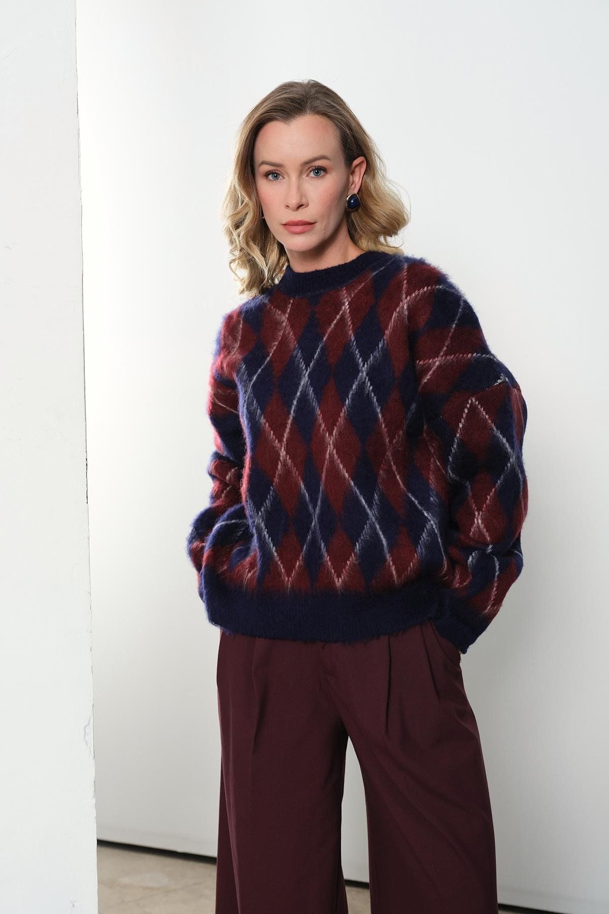 Qutu Butik-2422 Baklava Pattern Triko Sweater 3