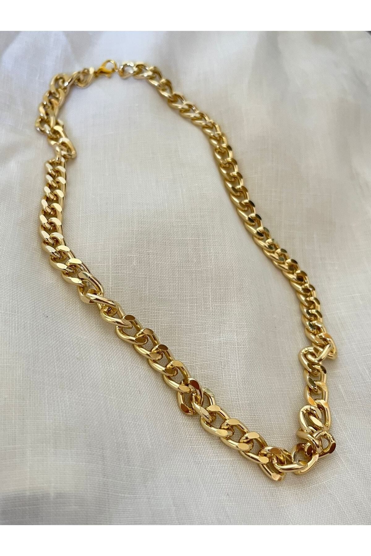 JEWELRY Altın Renk Kalın Zincir Kolye