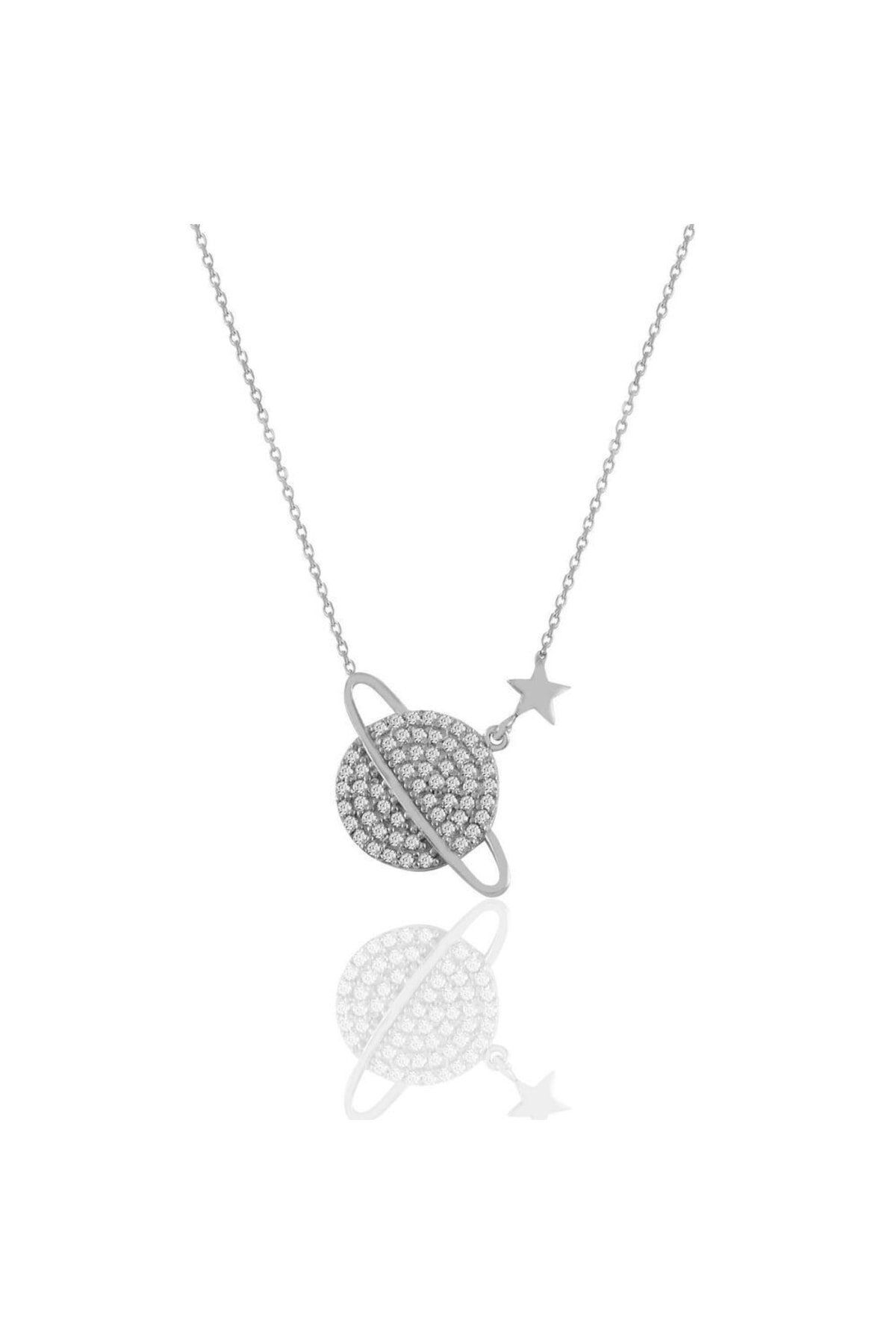 JEWELRY Kolye Gümüş Taşlı 1078 Satürn - Renk Gezegen Zirkon
