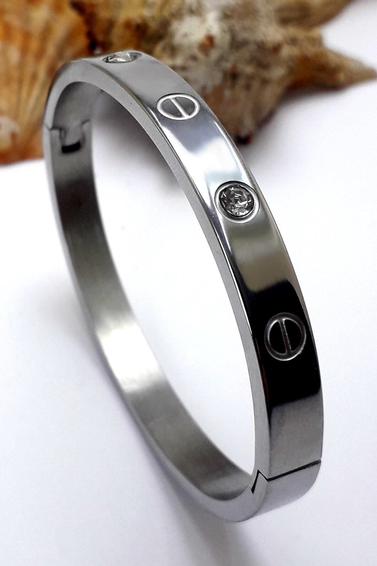 JEWELRY Kız Çocuk Gri Taşlı Çelik Bilezik 14 cm