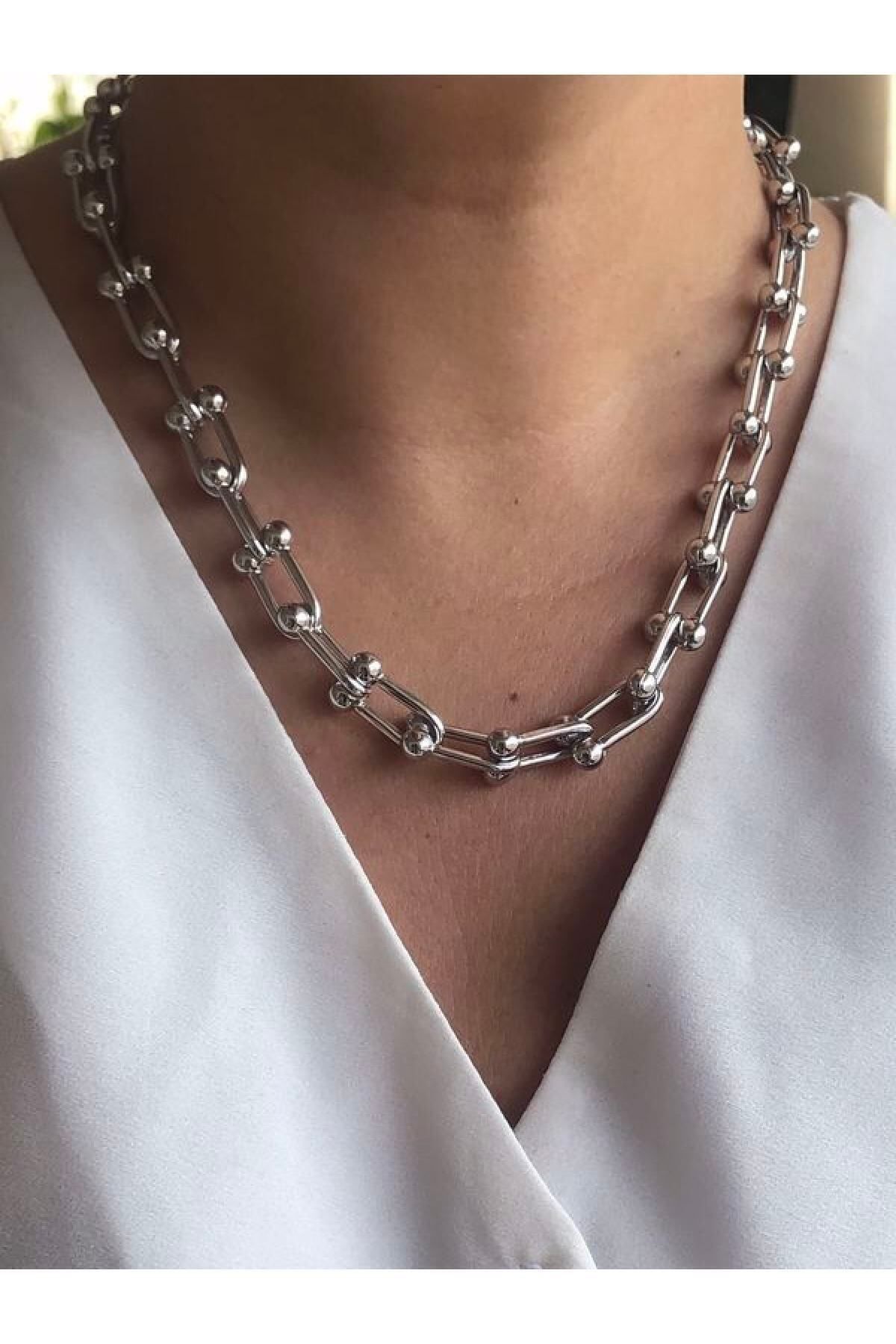 JEWELRY Unisex Gümüş Model Zincir Kolye
