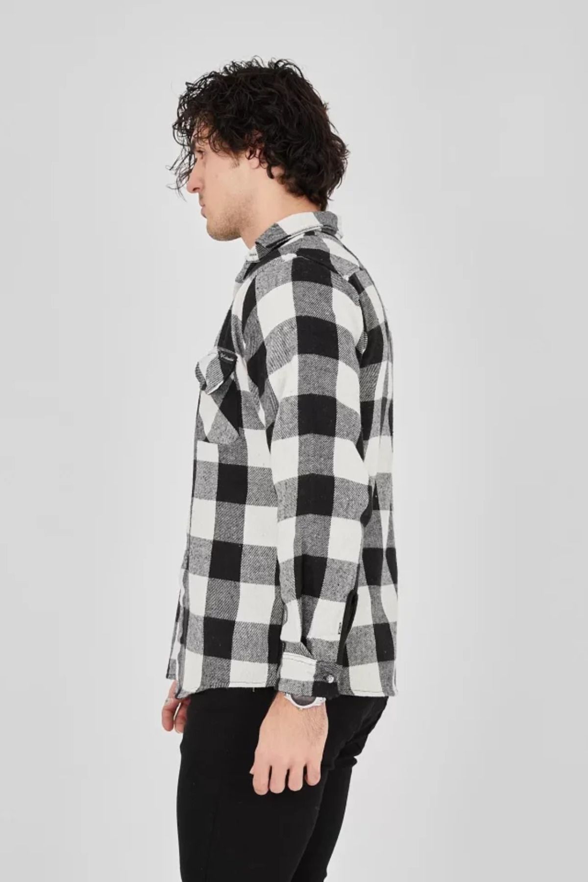 Viyamo-Men's Lumberjack Shirt - Black 2