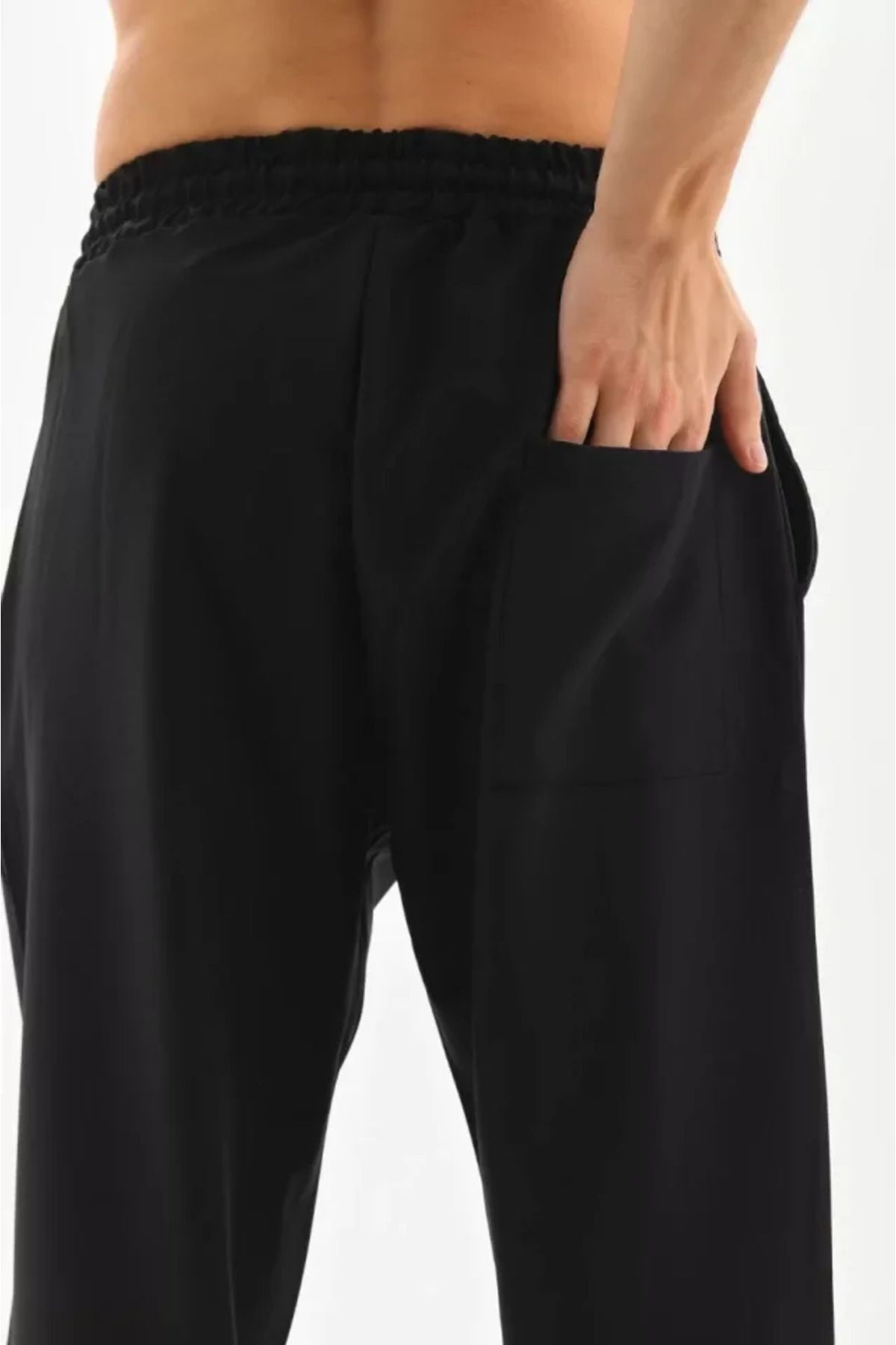 JANES-Black Unisex Elastic Sweatpants 3