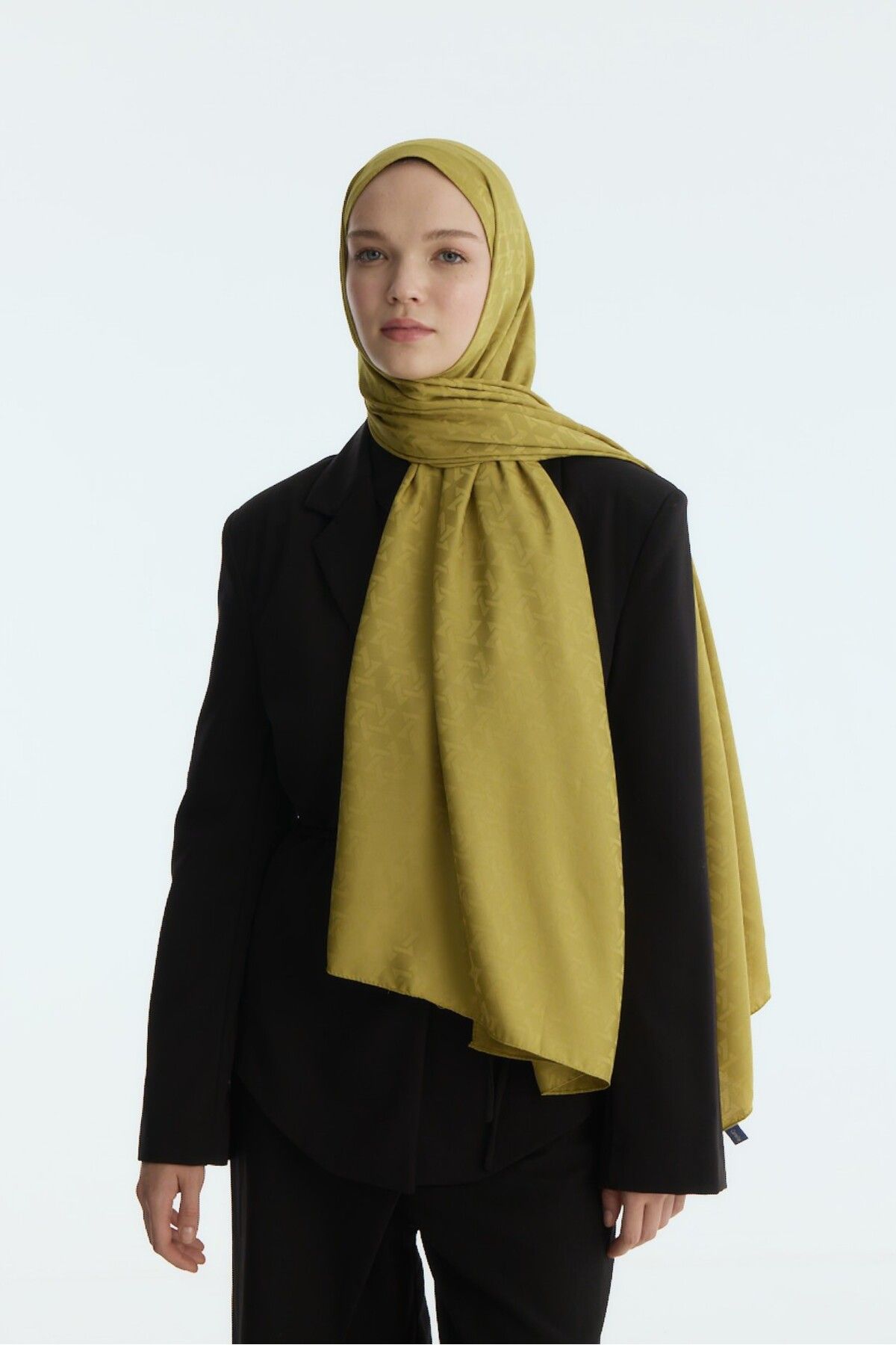 MİRSOY SCARF İpeksi Jakar Şal Mira Desen-soft Yeşil