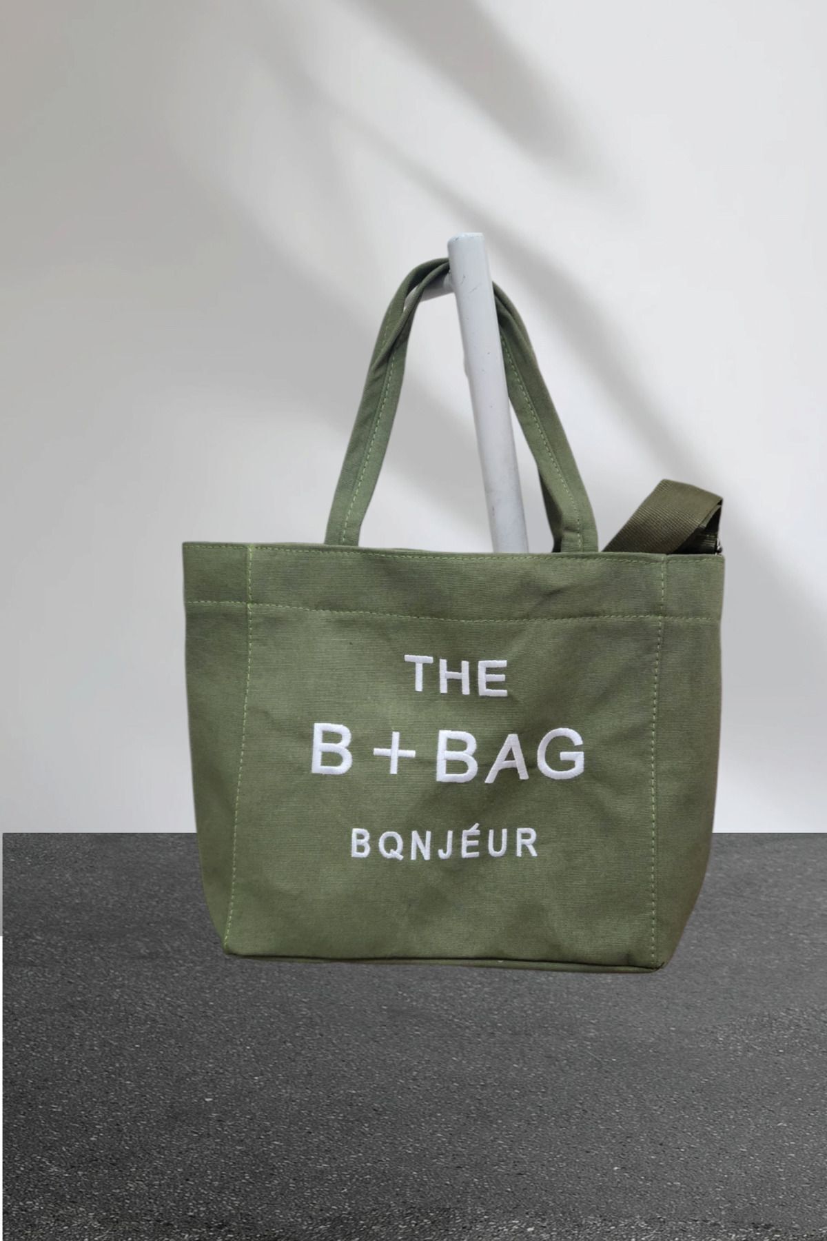 BQNJEUR THE B+ BAG BQNJEUR KHAKI کیف شانه پارچه ای کرم پارچه ای بند بلند BQNJEUR KHAKI