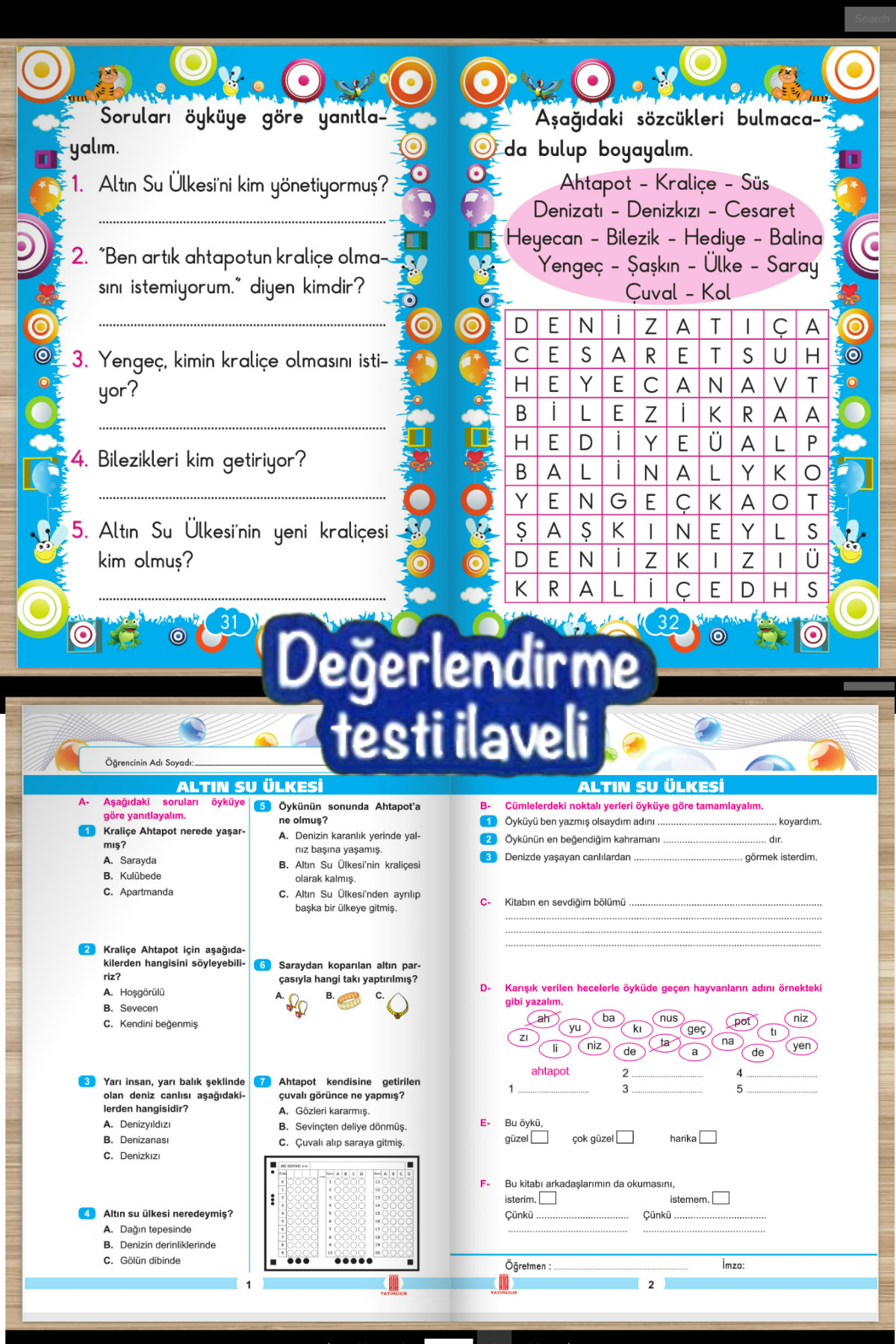 Ata Yayıncılık 1.ve 2.sınıflar Hayvan Hikayeleri Dizisi (10 KİTAP) Değerlendirme Test Kitapçığı fotoğrafı 2 (önizleme)