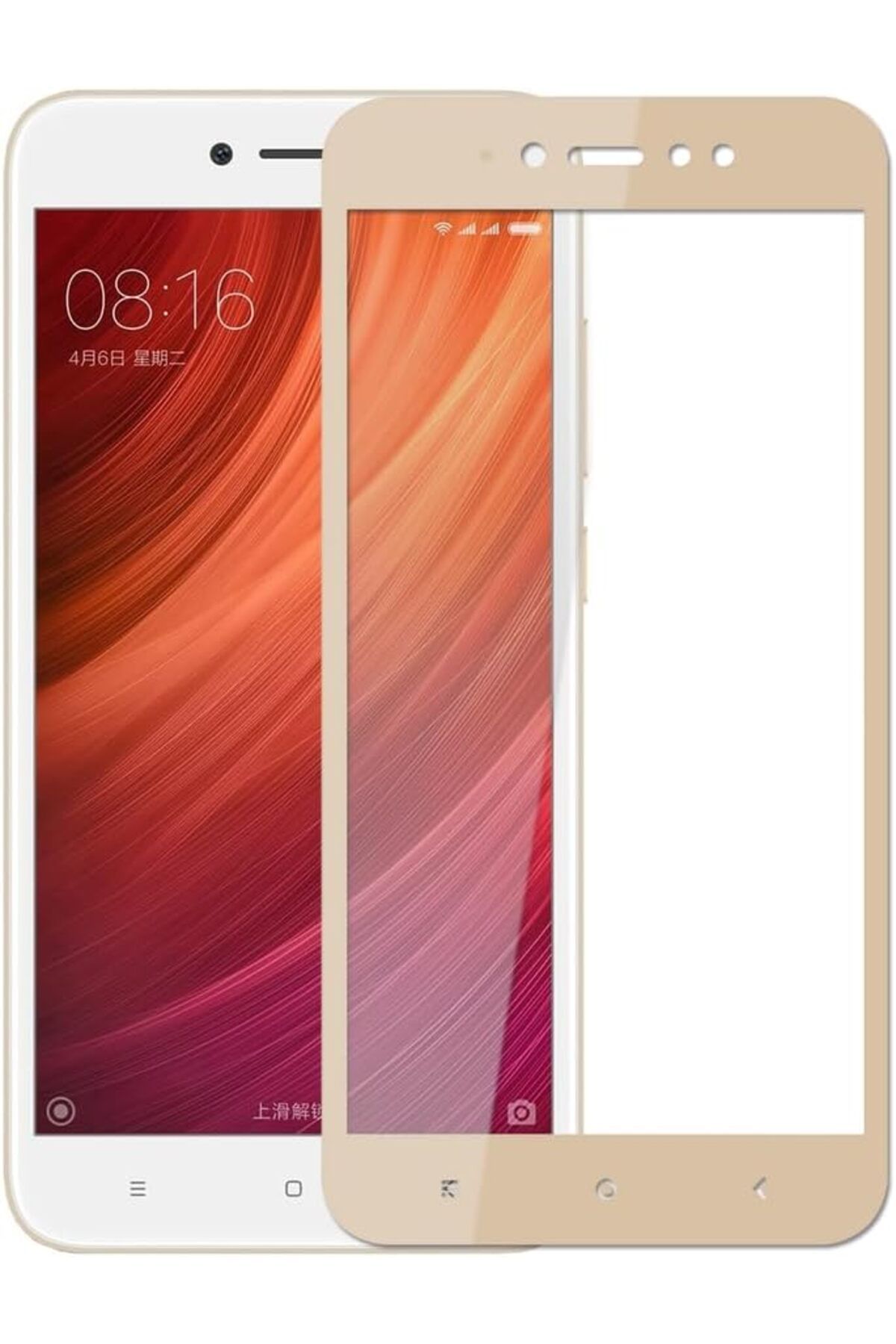 STOREMAX Xiaomi Redmi Note 5A Uyumlu Full Kaplayan Temperli 5D Ekran Koruyucu Cam (Gold)