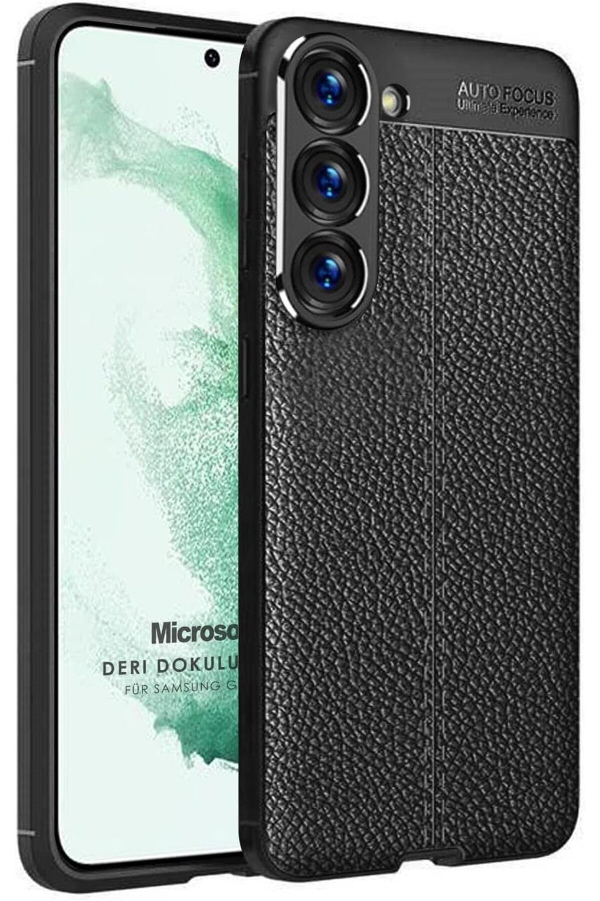 STOREMAX lbstorex Galaxy S23 için Kılıf Deri Dokulu Silikon Siyah [Galaxy S23 ile Uyumlu Kılıf - Siyah]