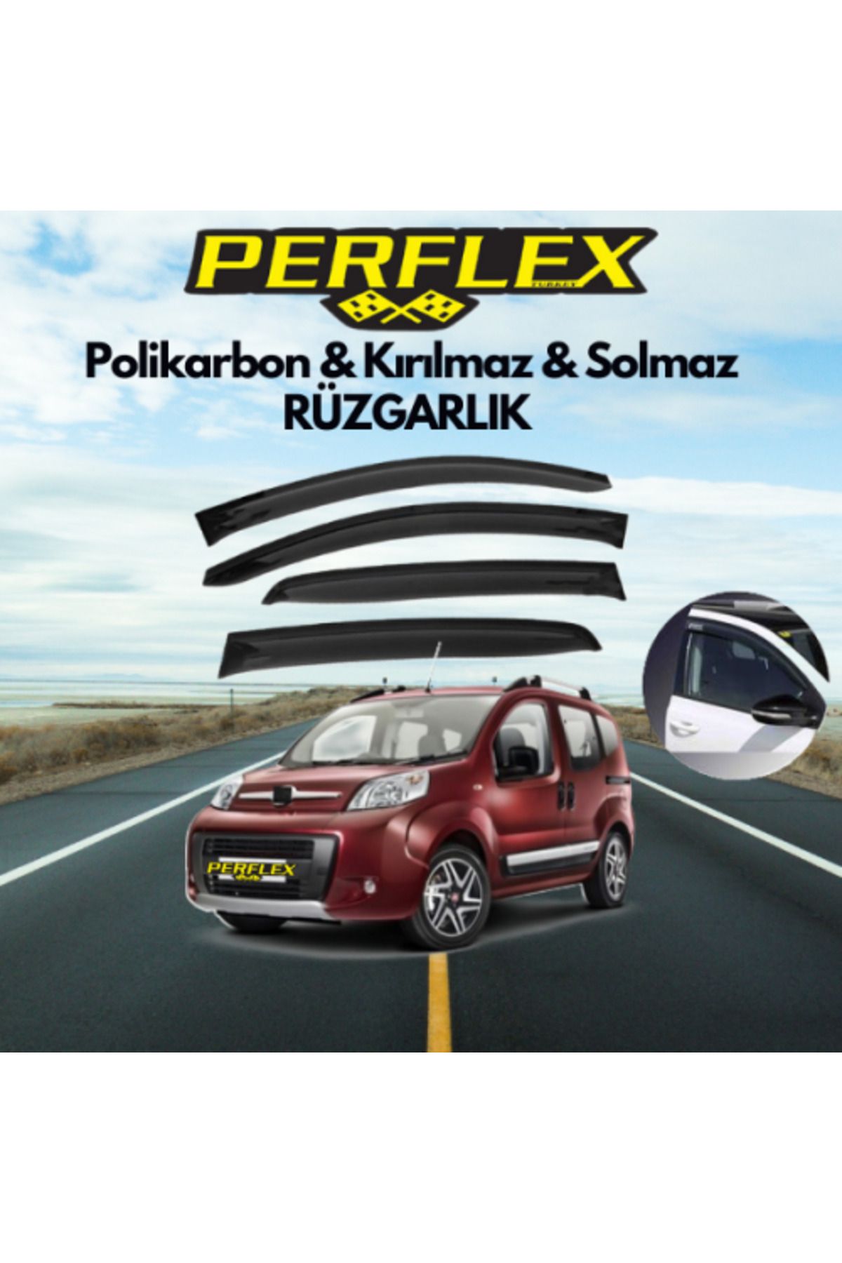 Lucest Lucestdrp Perf Polikarbon Kırılmaz Rüzgarlık V2 Mugen Fiat Fiorino 2007+ New