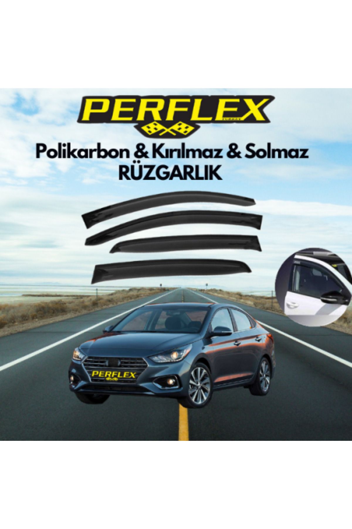 Lucest Lucestdrp Perf Polikarbon Kırılmaz Rüzgarlık V2 Mugen Hyundai Accent Blue 2011-2018 New