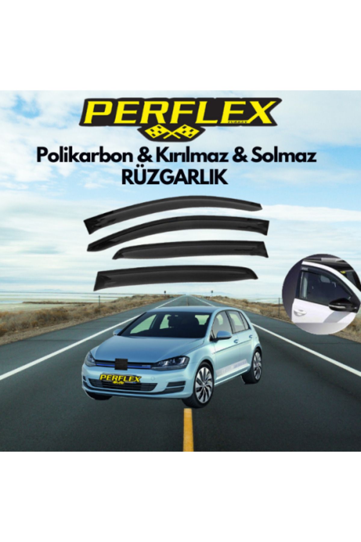 Lucest Lucestdrp Perf Polikarbon Kırılmaz Rüzgarlık V2 Düz Vw Golf 7 2012-2020 New