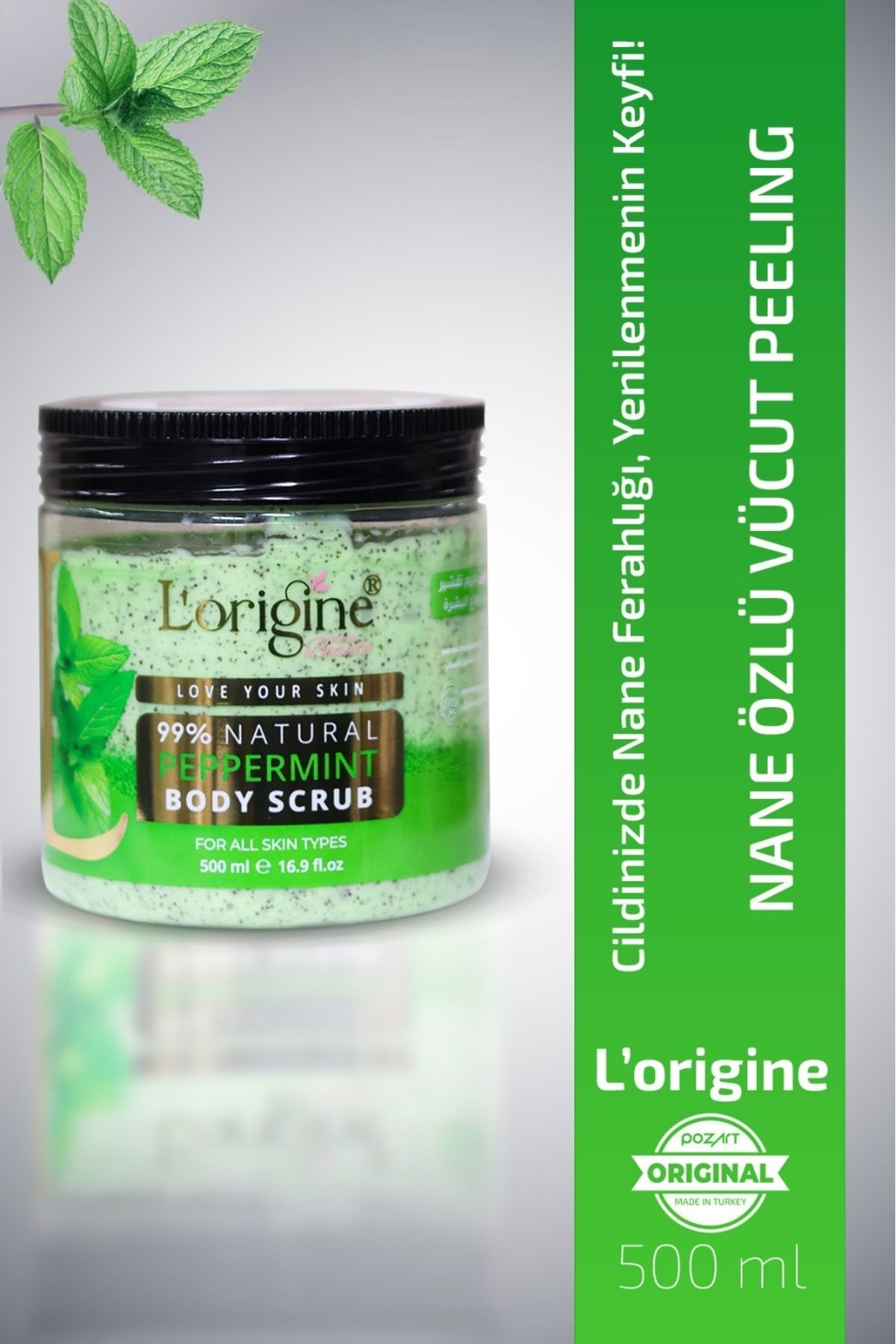 LORİGİNE DE LA BEAUTE Vücut Peeling Yeşil Nane Özlü Body Scrup 500ml