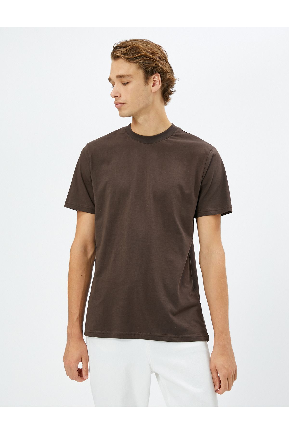 Koton-Basic T-Shirt Slim Fit Crew Neck Βαμβακερό 3