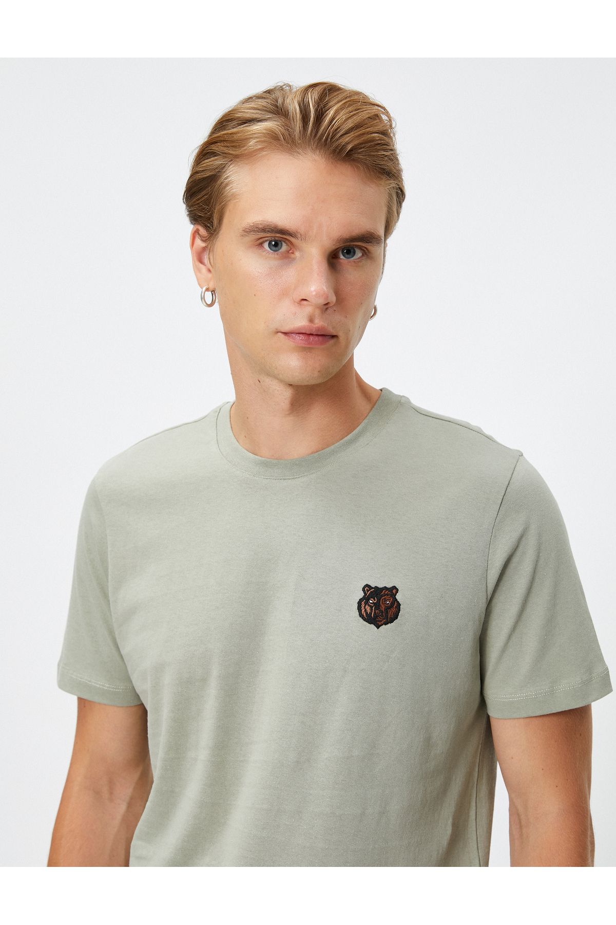 Koton T-shirt Z Haftem Dla Psa, Okrągłym Dekoltem, Krótkim Rękawem, Bawełniany Mężczyzna - S