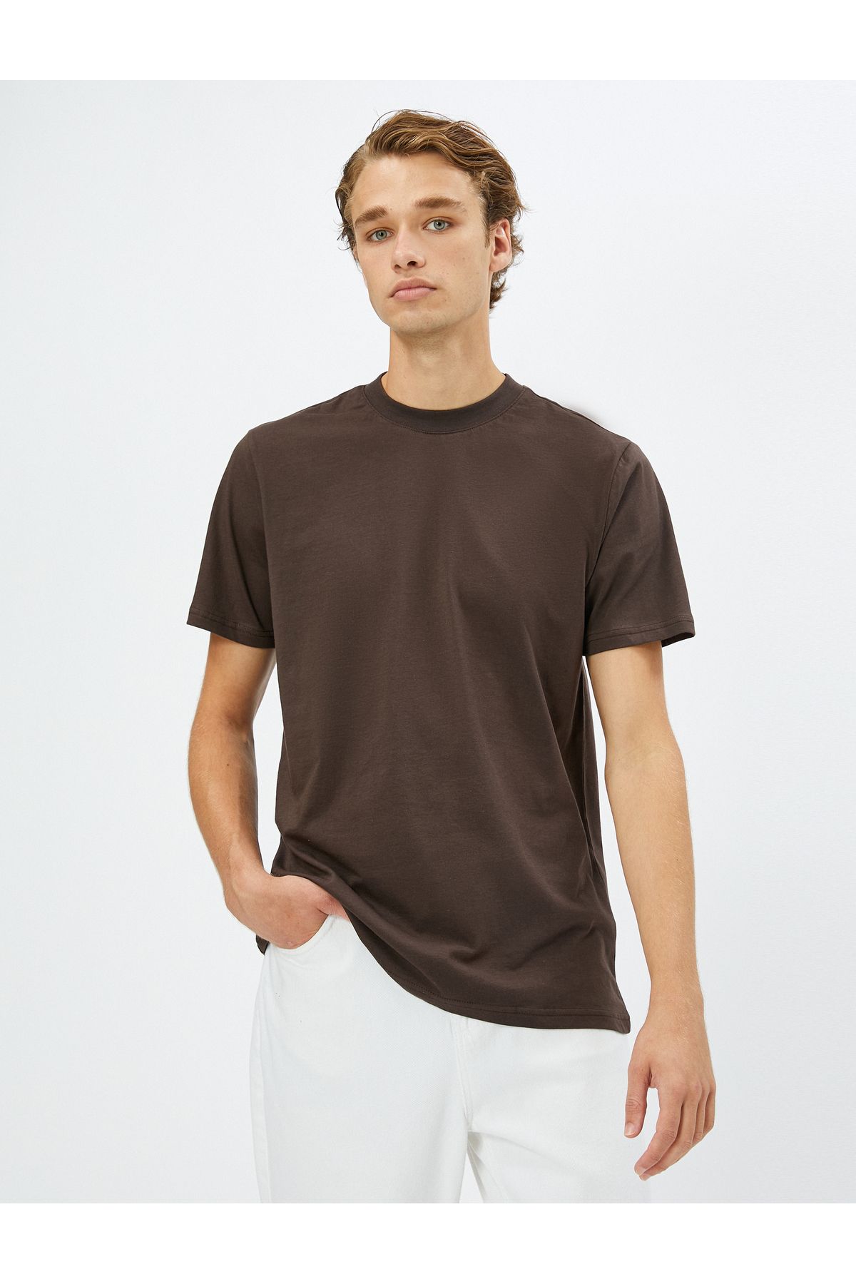 Koton-Basic T-Shirt Slim Fit Crew Neck Βαμβακερό 2