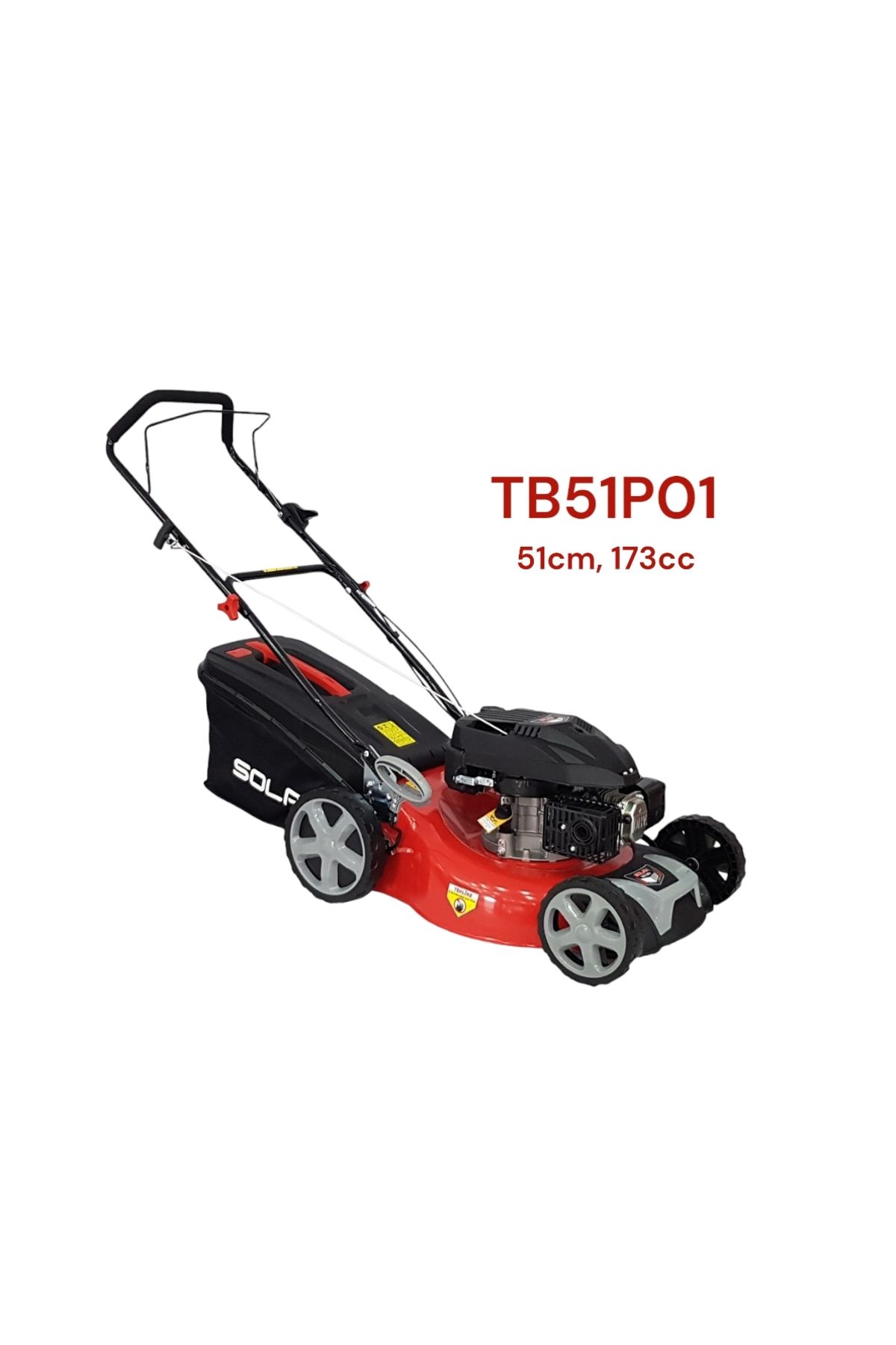 Solax Benzinli Çim Biçme Makinesi 60cm 173cc Itmeli Kırmızı Siyah Ergonomik