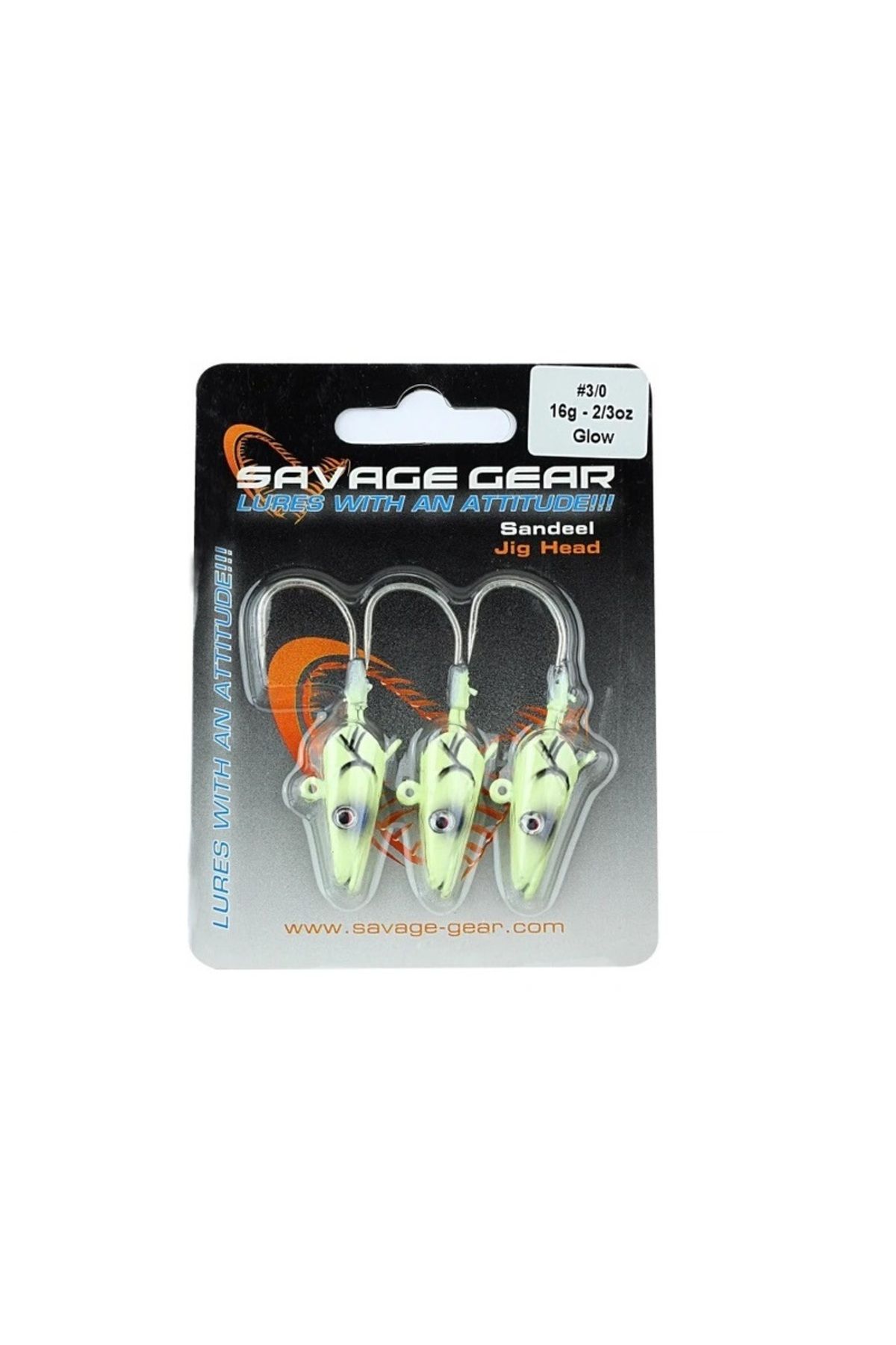 Savage Gear SG SANDEEL JIG HEAD 16GR 3/0 3PCS GLOW NEW