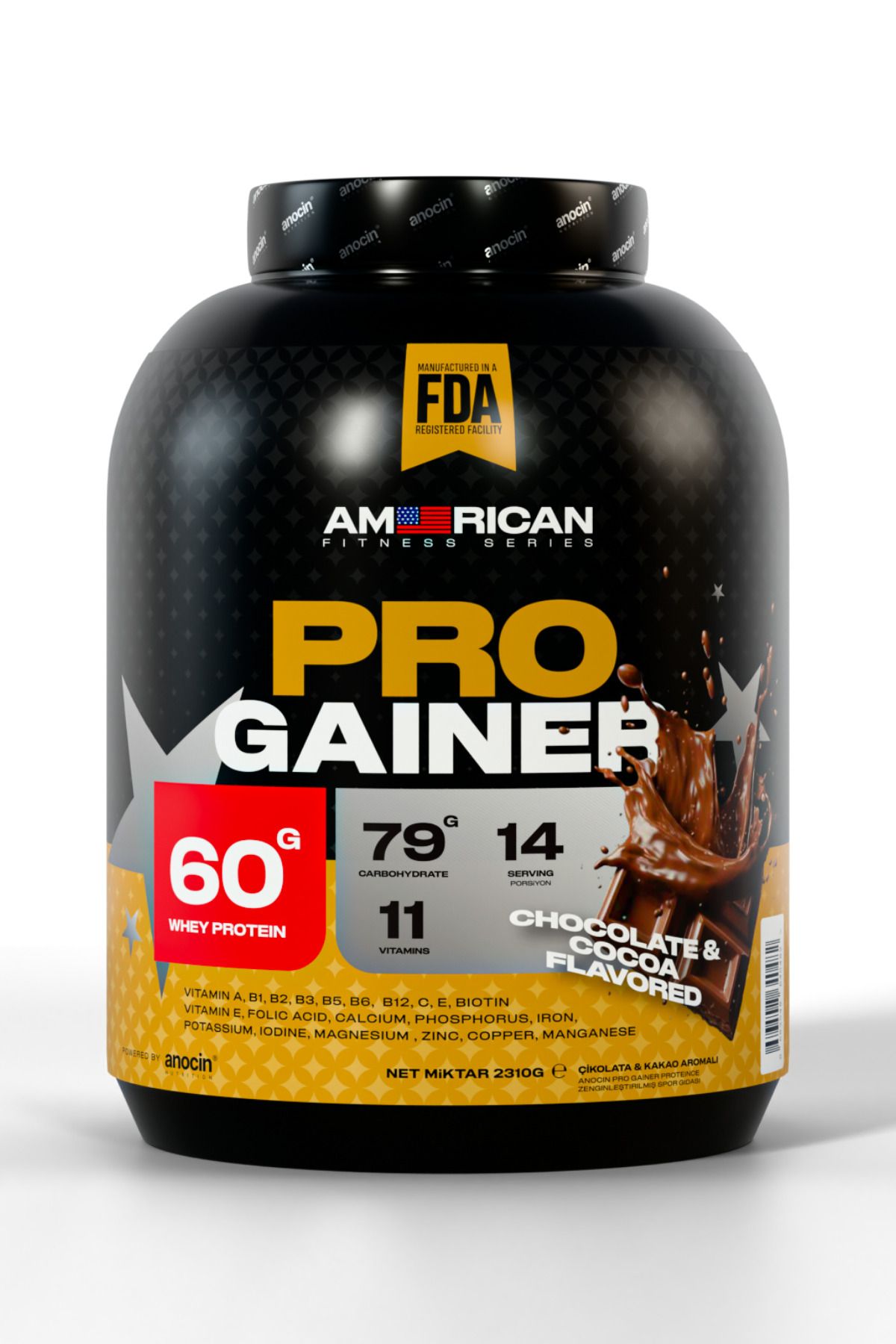 anocin Gold Standart Pro gainer whey proteinli 60 gr prosiyonda protein !! 2310 gr