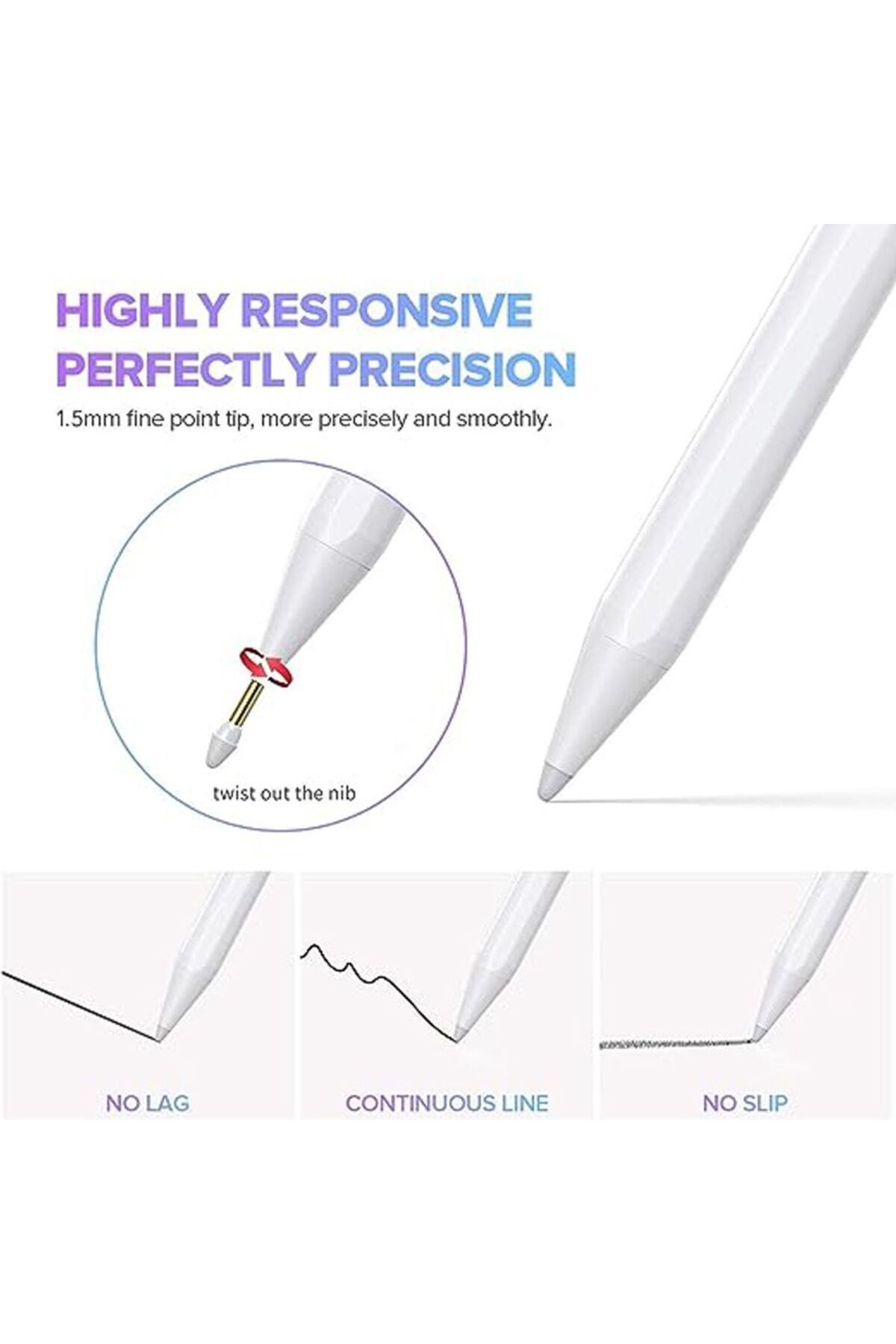 Levore-Smart Pen For Screens Touch For Writing and Drawing Compatible with iPads LTP12 - White 2