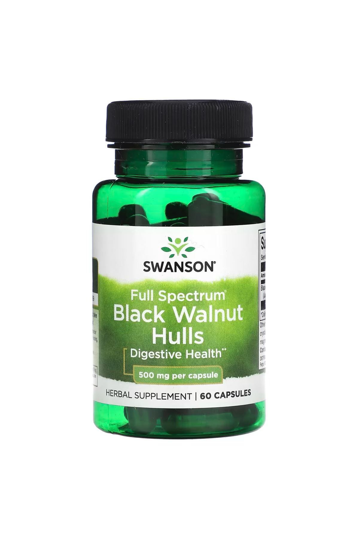 SWANSON Black Walnut Hulls 500 mg, 60 Kapsül