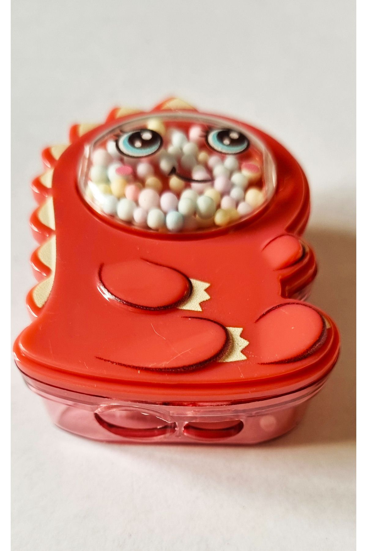 Modellino-Large Dinosaur Pattern - 2-Input Micro Pencil Sharpener with Colorful Beads Garbage Tank Mk-4045 4