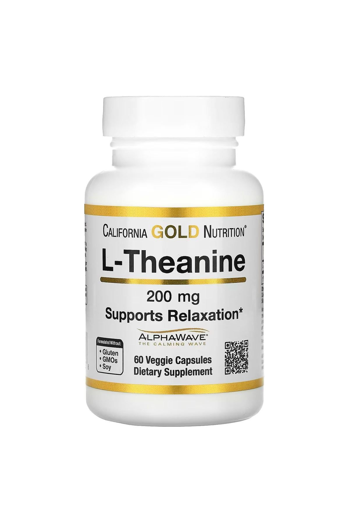 California Gold Nutrition L-Theanine, AlphaWave Katkılı, 200 mg, 60 Bitkisel Kapsül