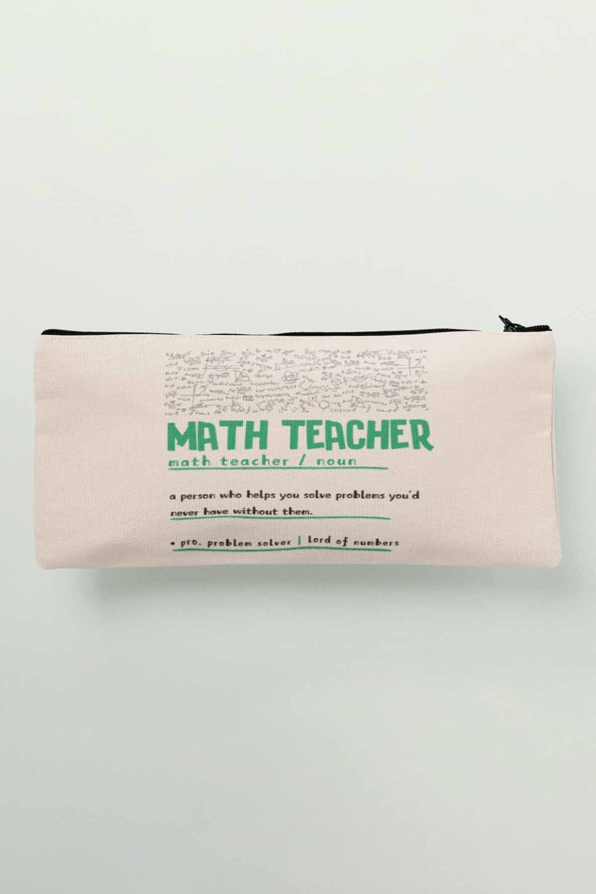 qoeuyl boutique Profesor De Matematică Substantiv Profesor De Matematică Geantă De Machiaj Din Pânză Imprimată Portofel Pentru Stilouri - One Size