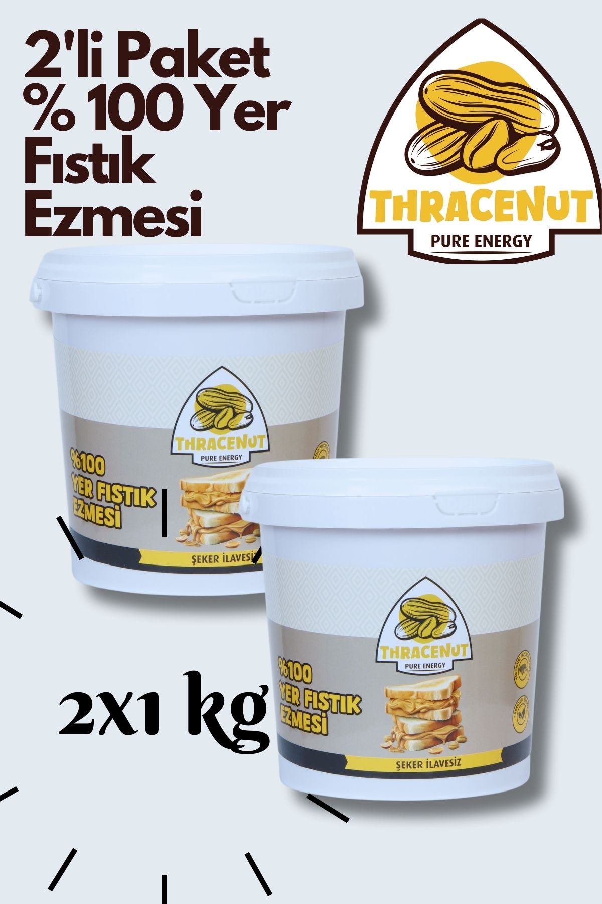 Thracenut 2 Kg % 100 Yer Fıstık Ezmesi - Şeker İlavesiz- Doğal