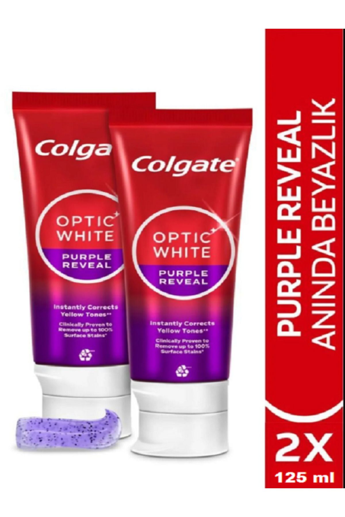 Colgate Optic White Purple Reveal Beyazlatıcı Diş Macunu 125 ml x 2