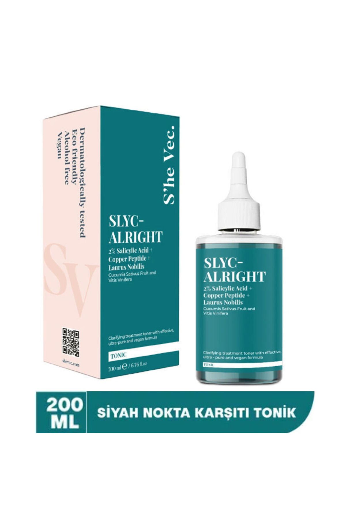 SHE VEC ALRIGHT-Akne ve Siyah Nokta Karşıtı Arındırıcı & Canlandırıcı Bha Tonik 200ml