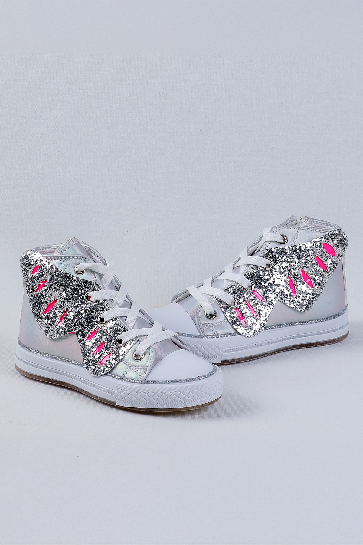 کفش ورزشی NS Little Girls-Butterfly Wings-Illuminated-Silver (طبقه 31-35 بدون نور)