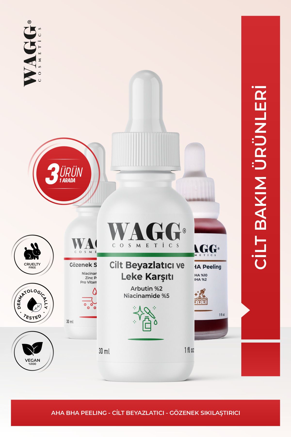 WAGG Cosmetics 3'lü Cilt Bakım Serum SET