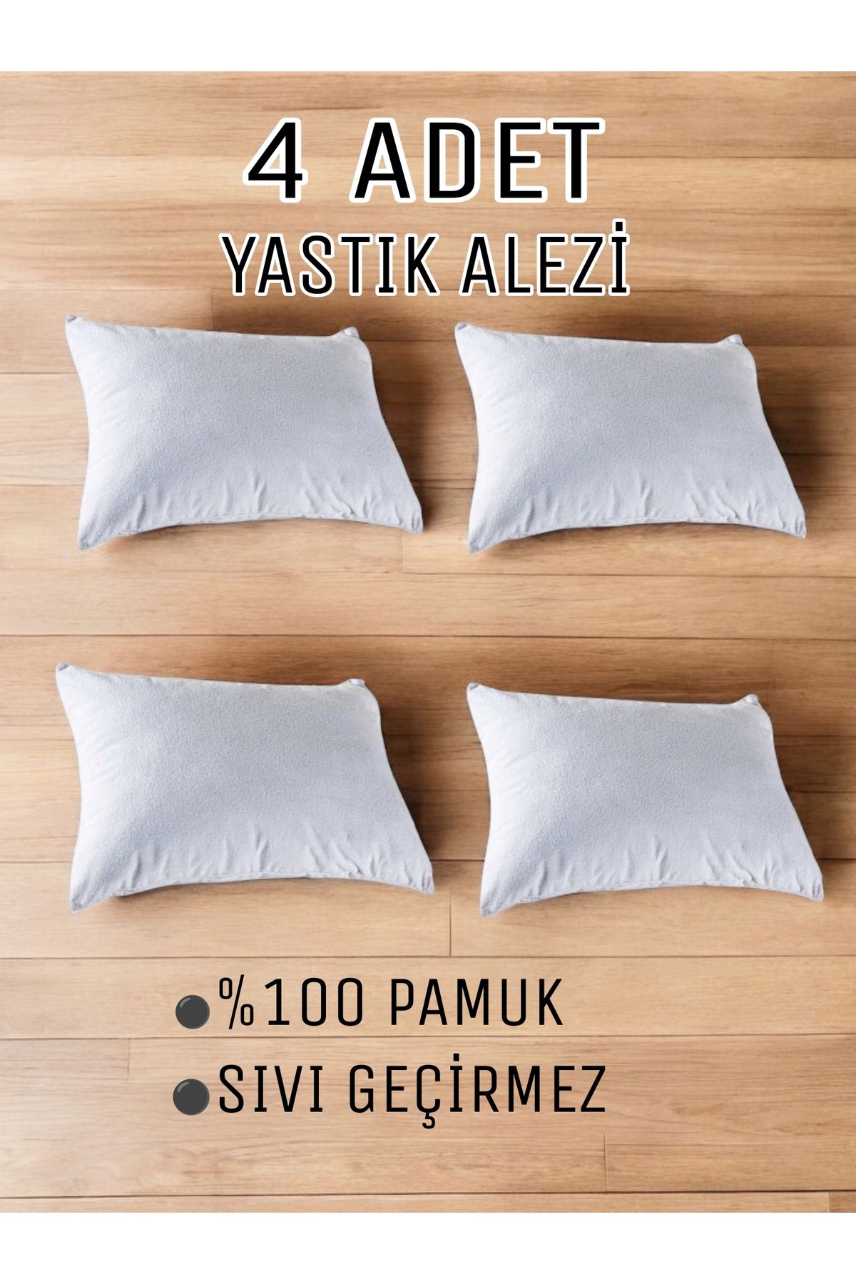 Collessia Home %100 Pamuklu Su Sıvı Geçirmez 2 Çift 4 Adet Yastık Alezi Yastık Koruyucu