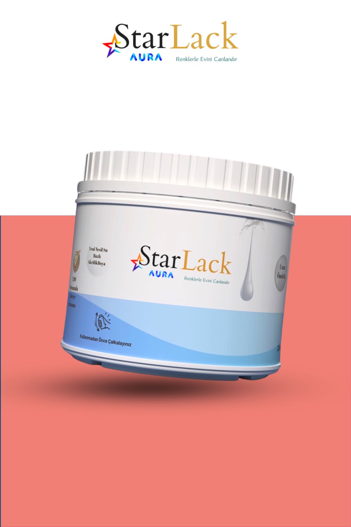 starlack Aura 500ml Akrilik Su Bazlı Hobi Dönüşüm Boyası ( Tezgah-fayans-dolap-cam-plastik-ahşap-kapı )