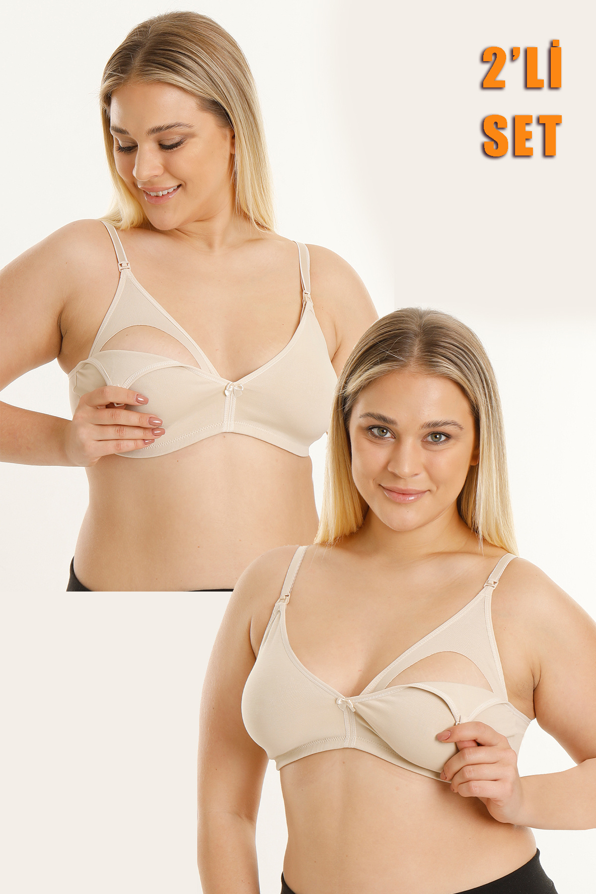 MS HAMİLE İÇ GİYİM EMZİRME SÜTYENİ 2Lİ SET KAPSIZ