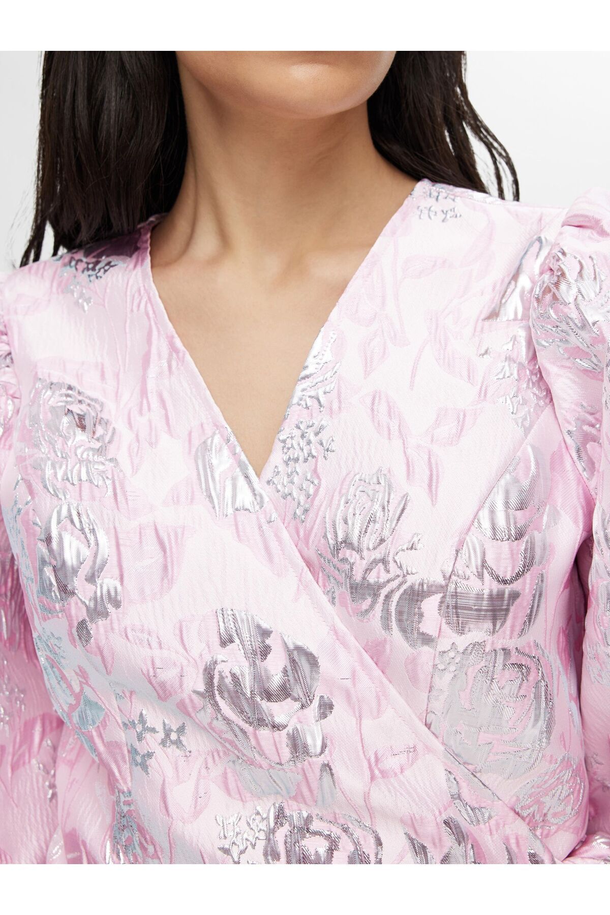 Selected Femme-Wickelkleid Geblümtes Jacquard 5