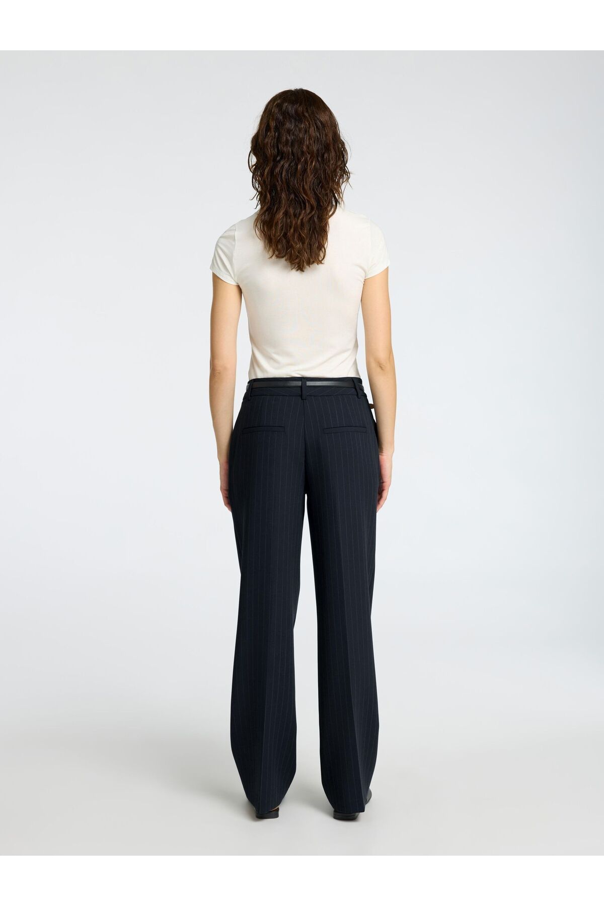 Selected Femme-Hose mit weitem Bein Nadelstreifen 5
