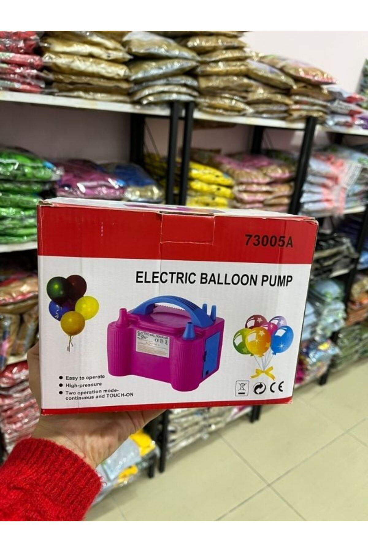 BALON HOME Çift Çıkışlı Balon Şişirme Makinası, Elektrikli Balon Pompası 73005 Pembe Mavi