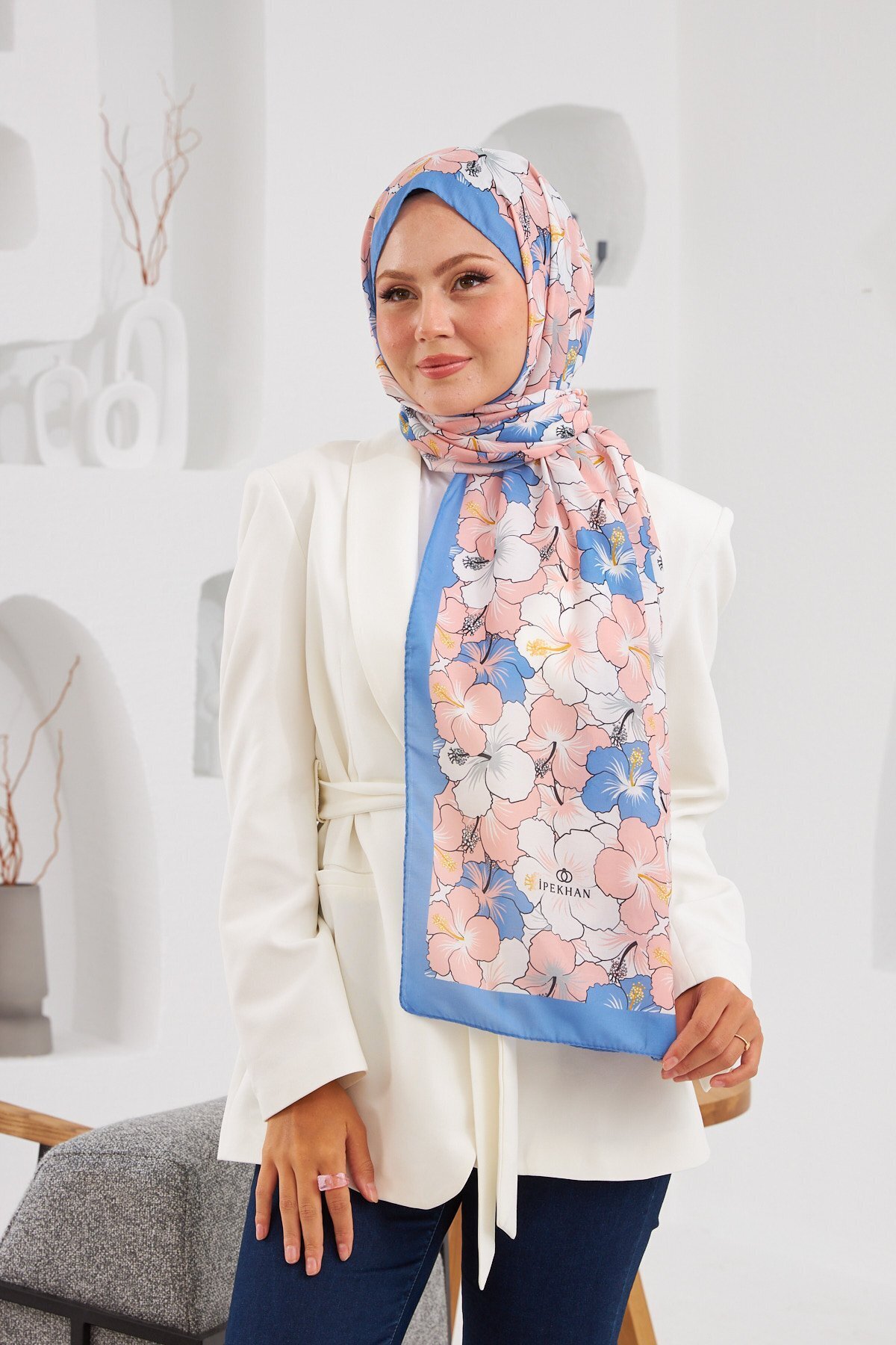 İpekhan-Şal moale Nature Gardenya Albastru 3034-09 4