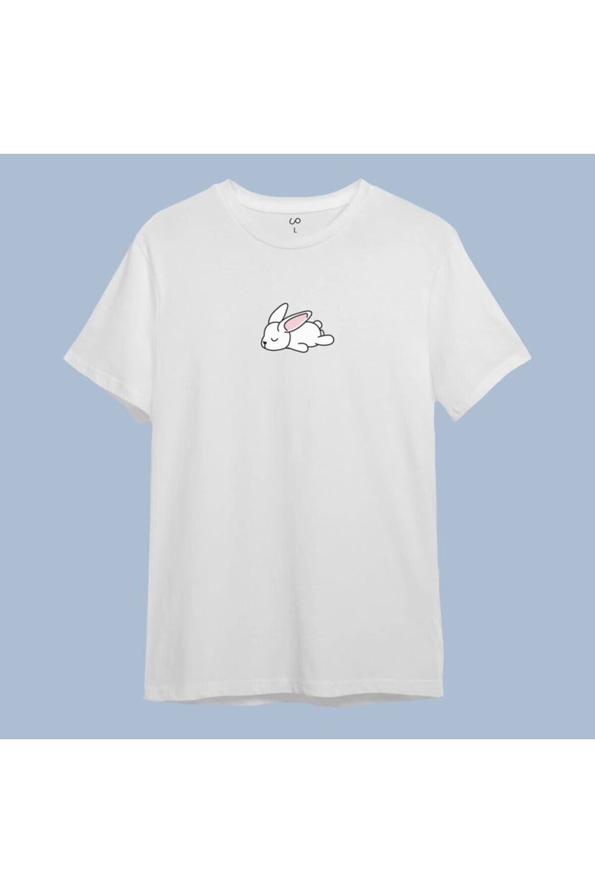 Pisa Art Tembel Tavşan Baskılı Yeni Sezon Unisex Oversize T-shirt