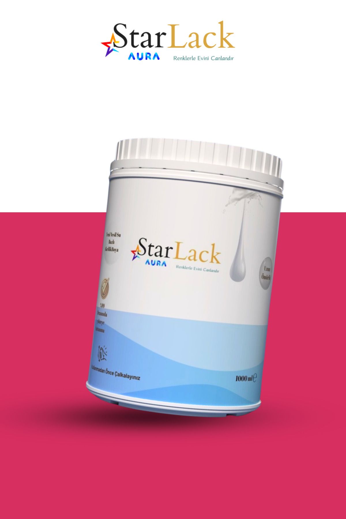 starlack Aura 1000ml Akrilik Su Bazlı Hobi Dönüşüm Boyası ( Tezgah-fayans-dolap-cam-plastik-ahşap-kapı )