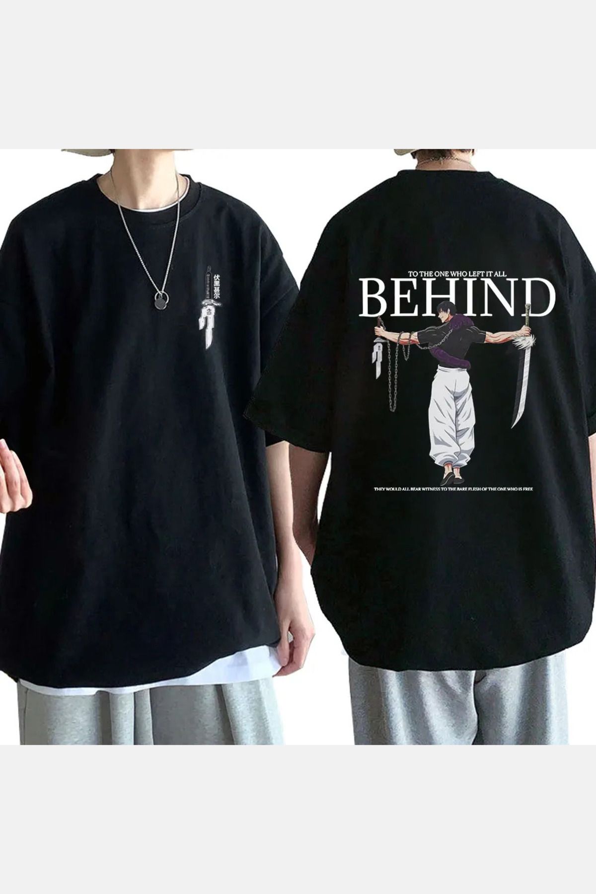 Pisa Art Anime Fushiguro Toji Behind T-shirt