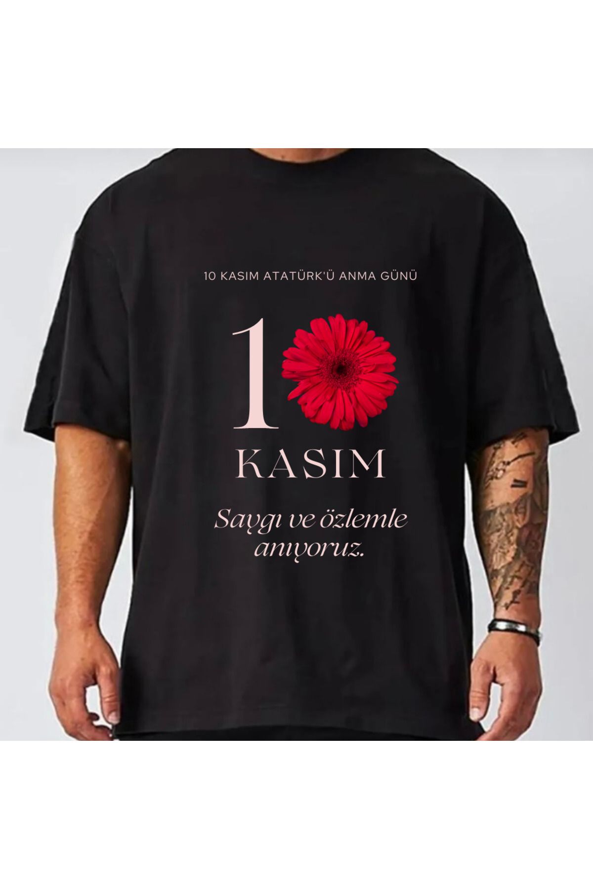 Pisa Art - 10 Kasım Özel Seri 1938 çiçekli baskılı tişört
