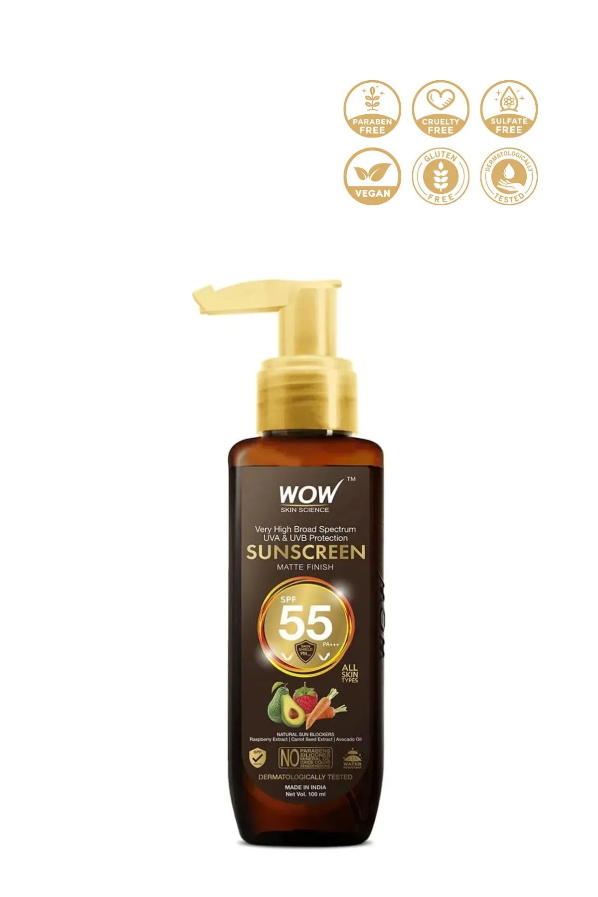 WOW Skin Science-Spf 55 Pa+++ High Matte Protection Sunscreen - Water Based, Suitable for under Makeup, Waterproof 100ml 1