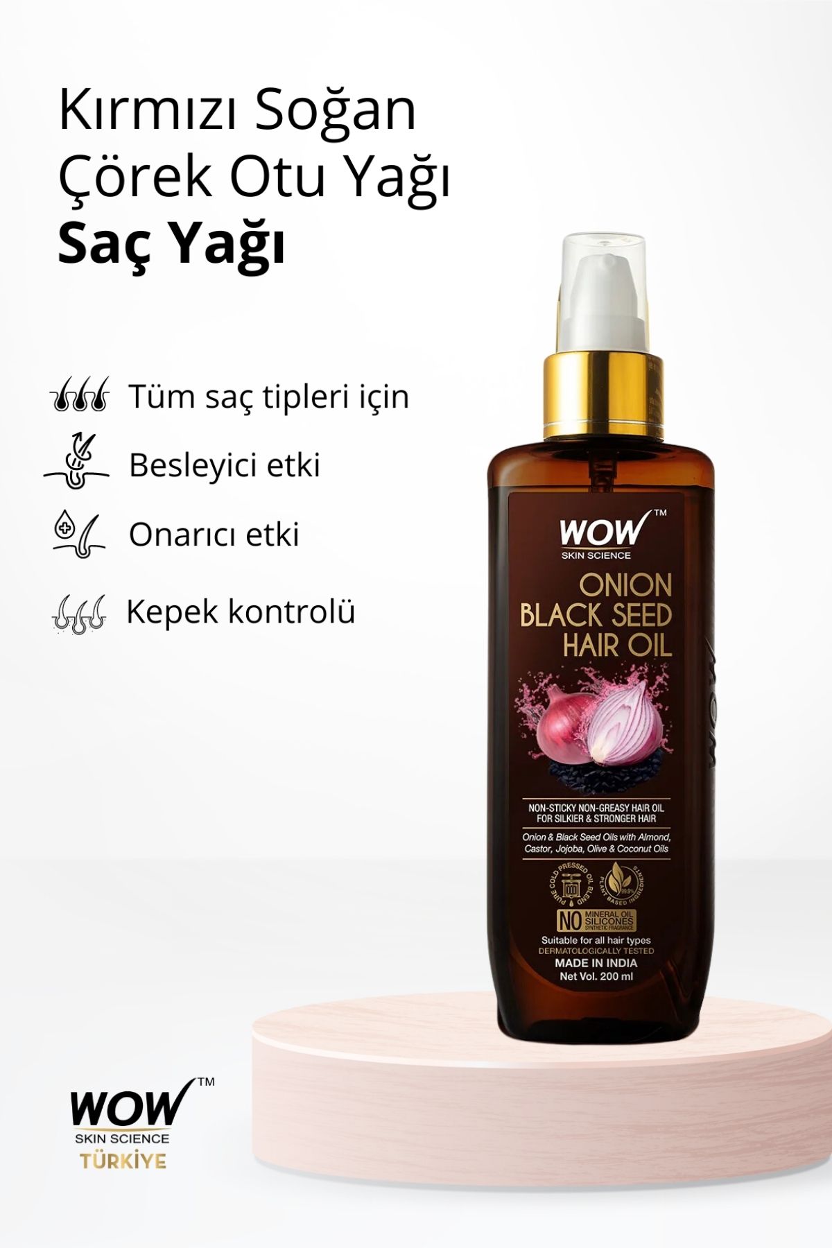 WOW Skin Science-200ML Red Onion Hair Oil - 99.9% Natural Real 2