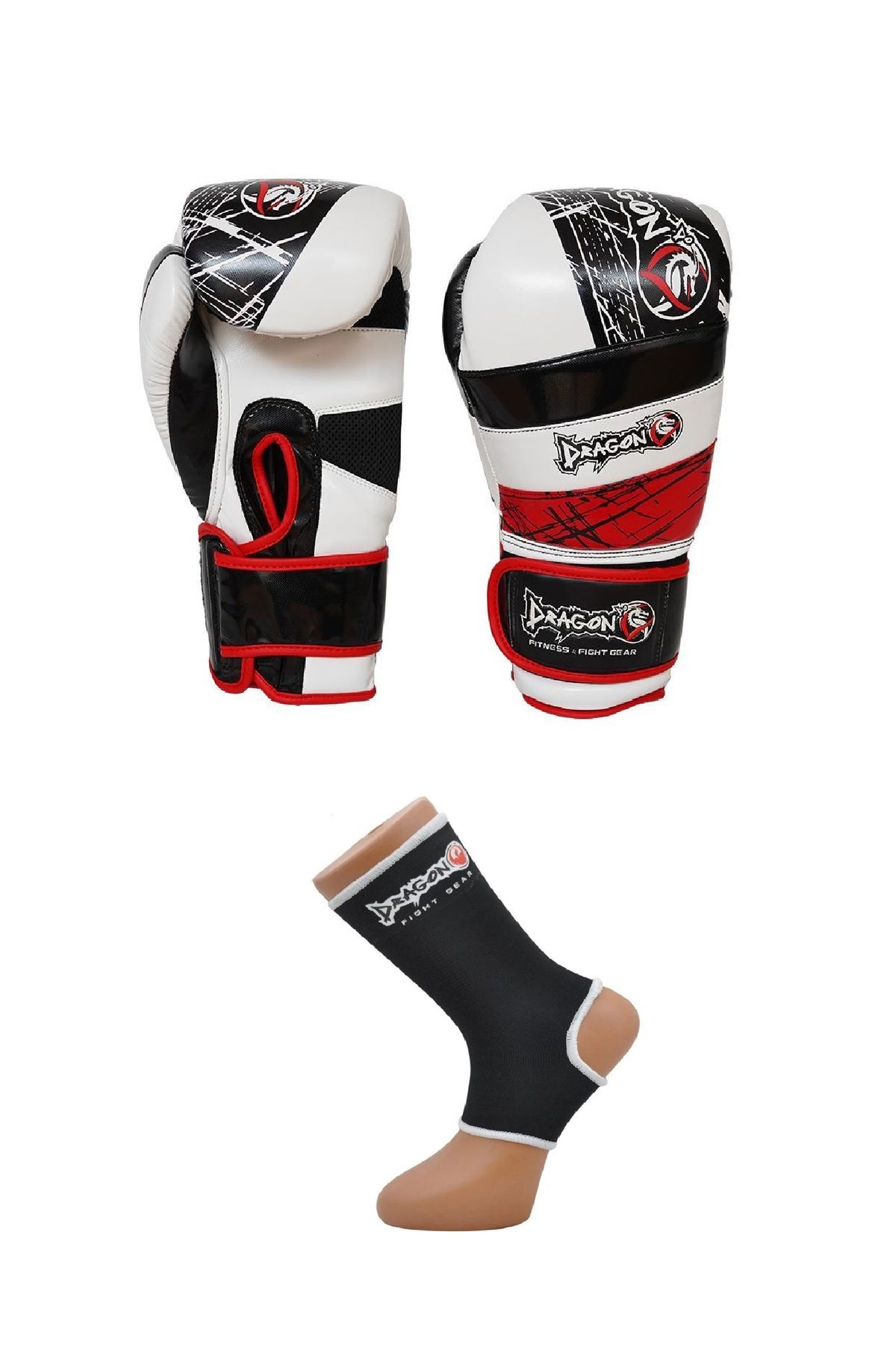 Dragondo Red Land Muay Thai, Kick Boks Ve Boks Eldiveni Beyaz + Kick boks Çorabı 2 Lİ SET GİFTOOM GLOVES